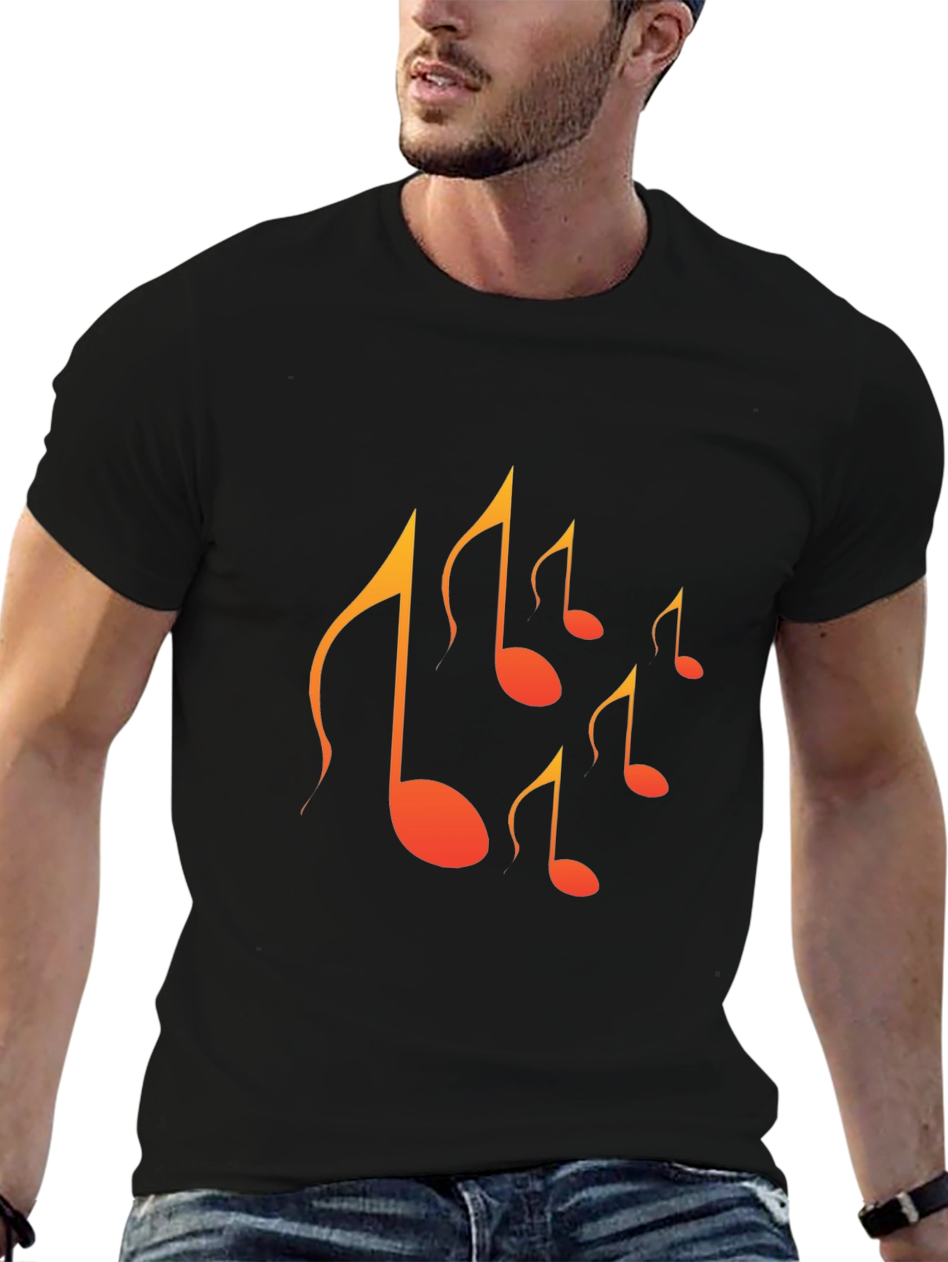 Musical Note Graphic Tee - Mens Black T-Shirt