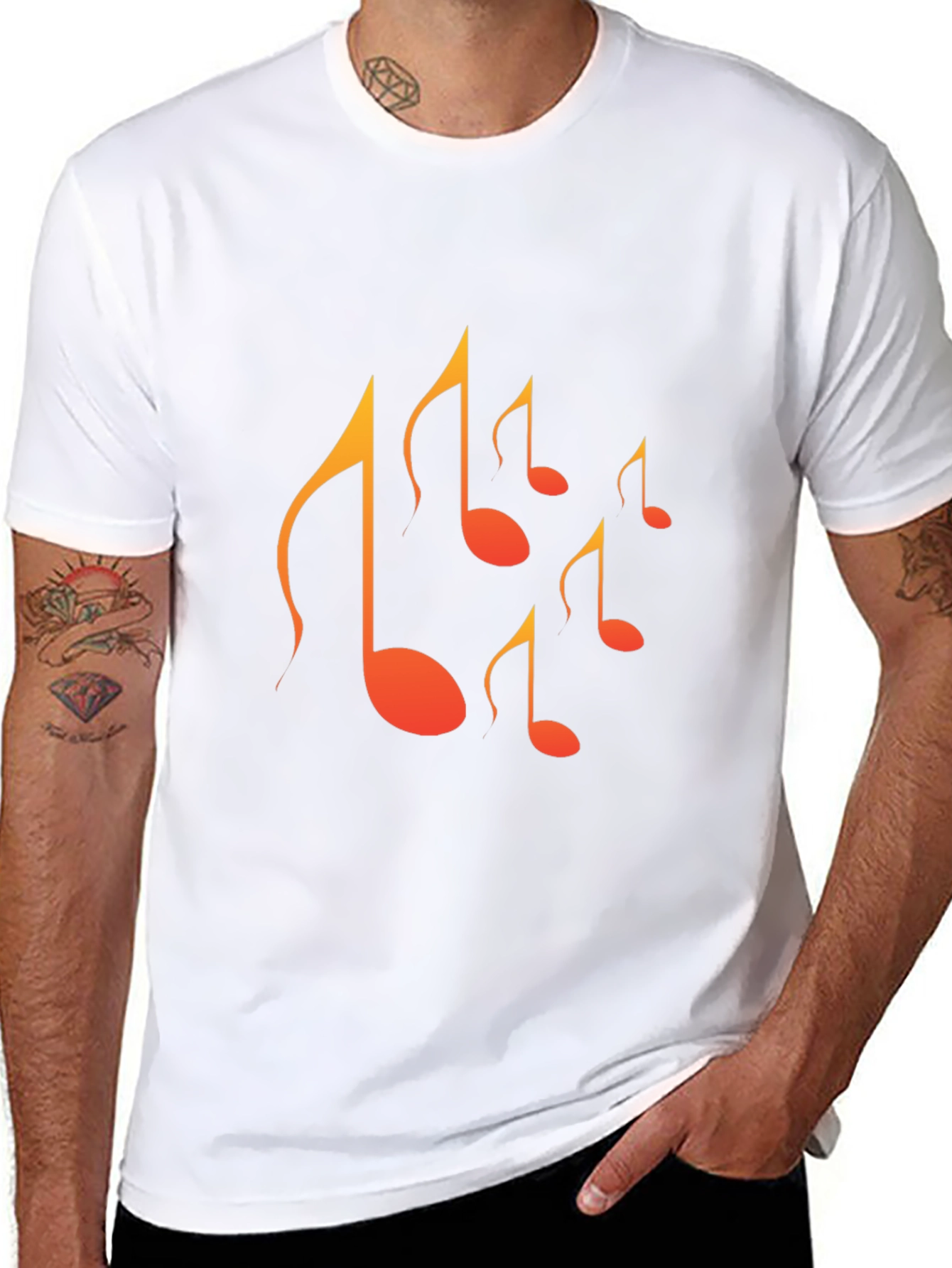Musical Note Graphic Tee - Mens Black T-Shirt