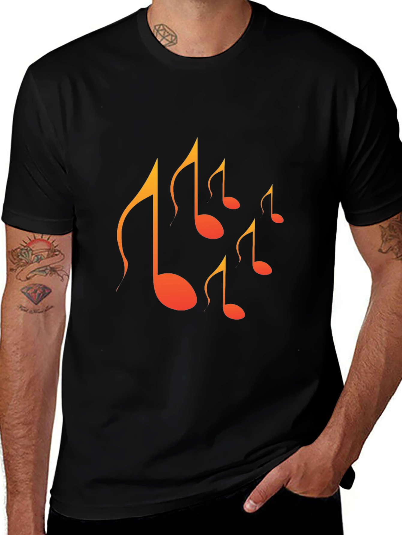 Musical Note Graphic Tee - Mens Black T-Shirt