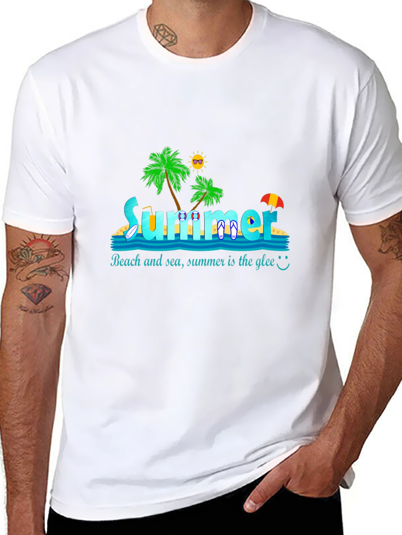 Summer Beach T-Shirt: Palm Trees & Sun