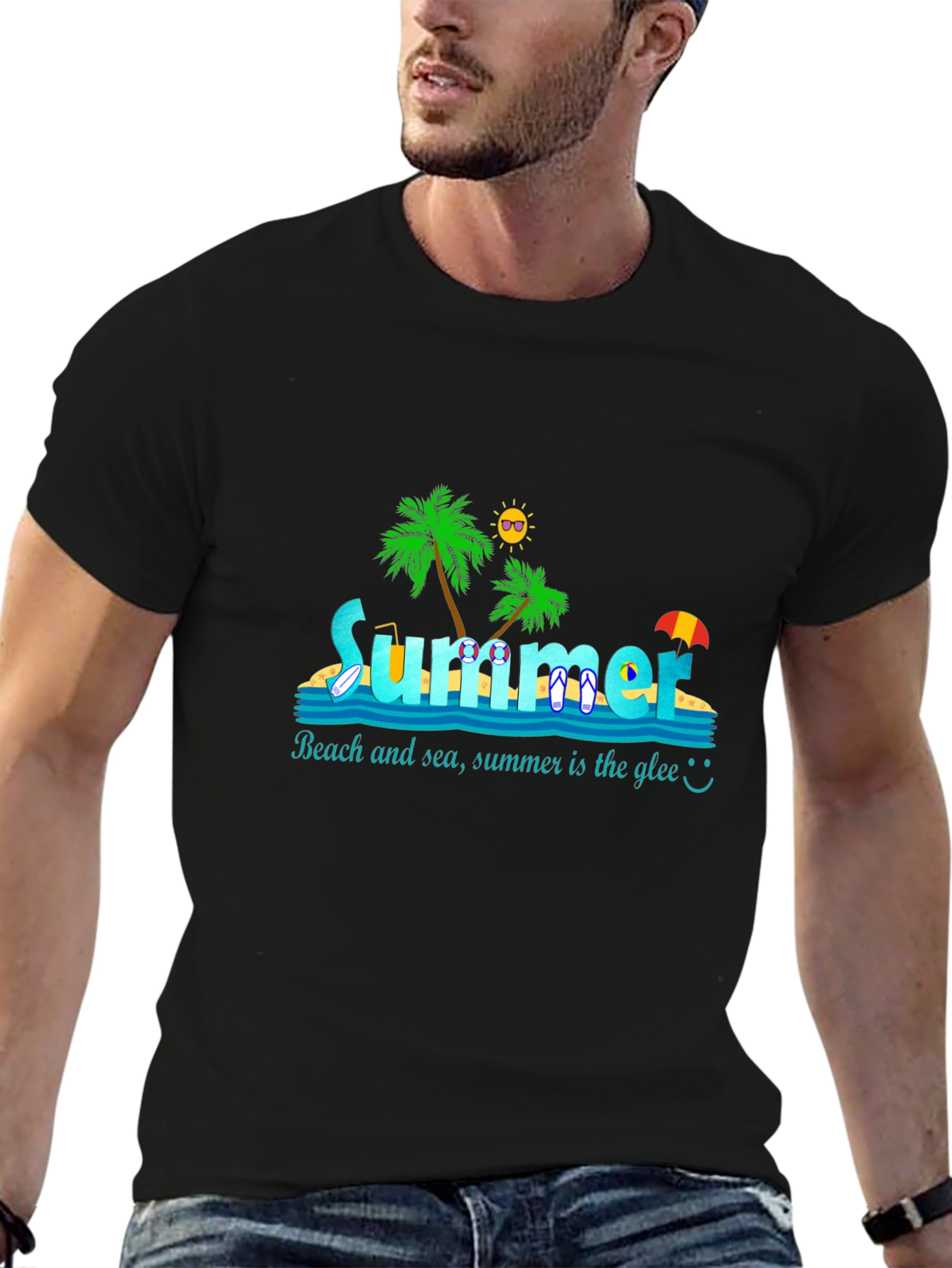 Summer Beach T-Shirt: Palm Trees & Sun