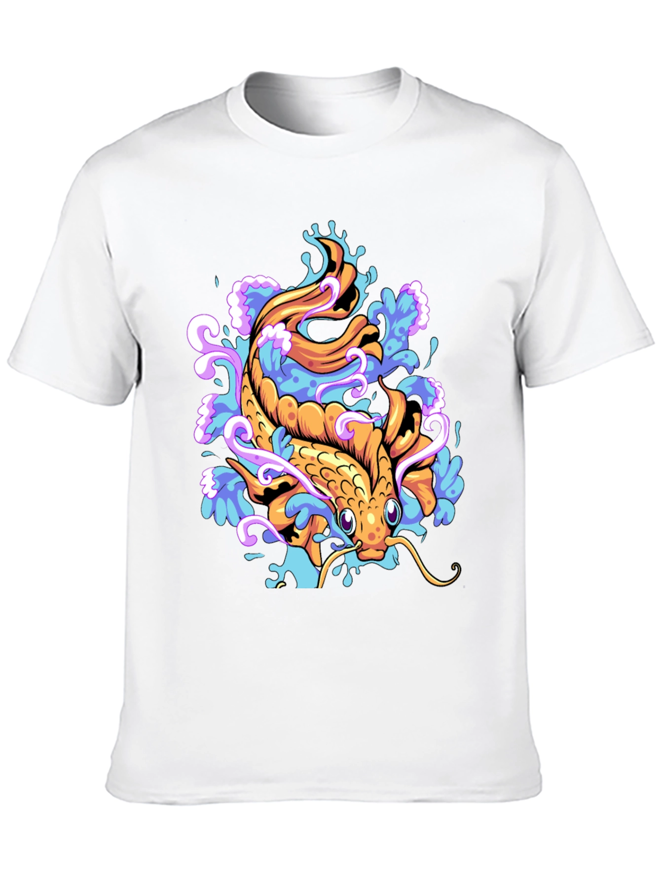 Koi Fish Graphic Tee - Black Cotton Blend