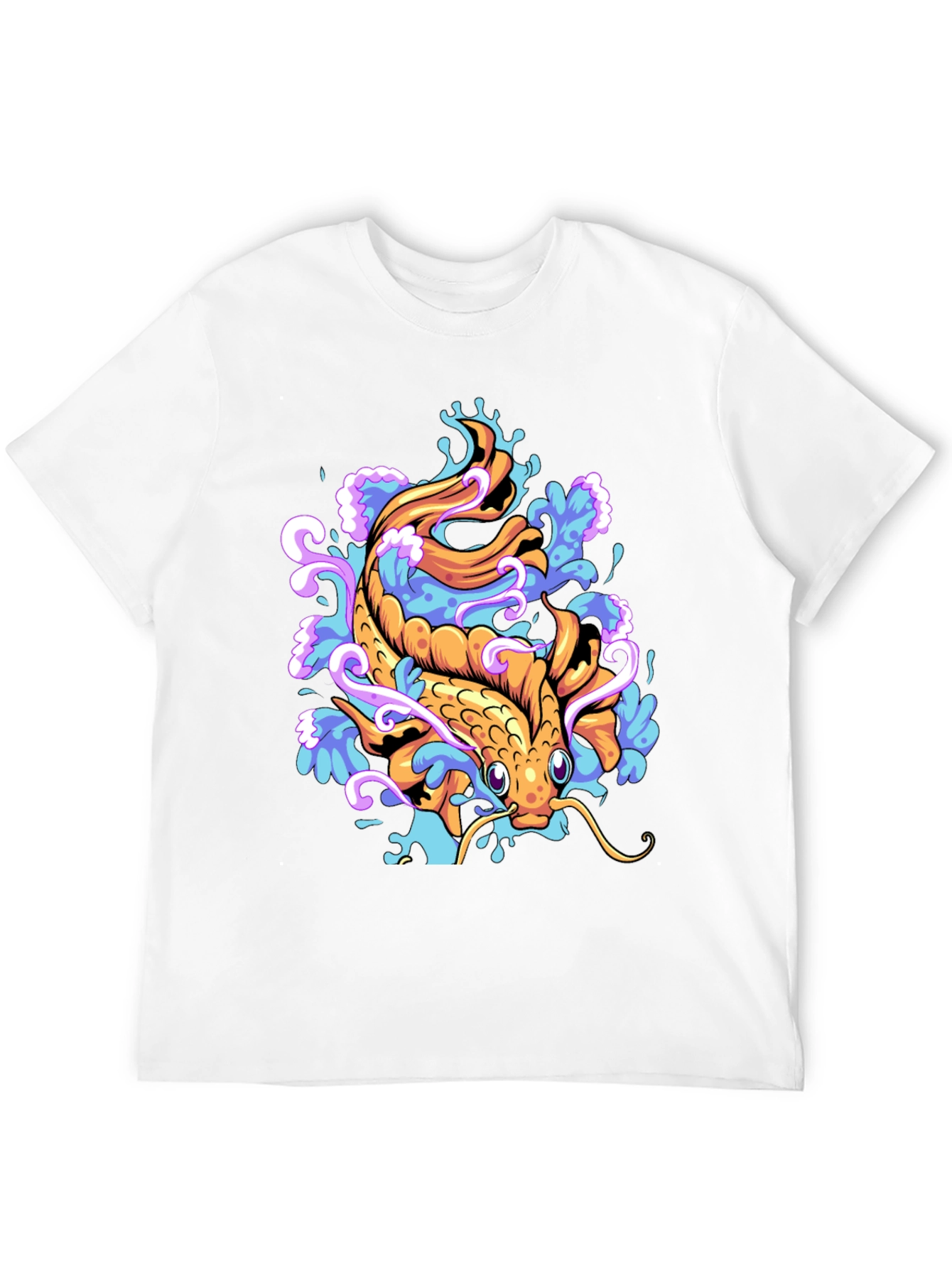 Koi Fish Graphic Tee - Black Cotton Blend