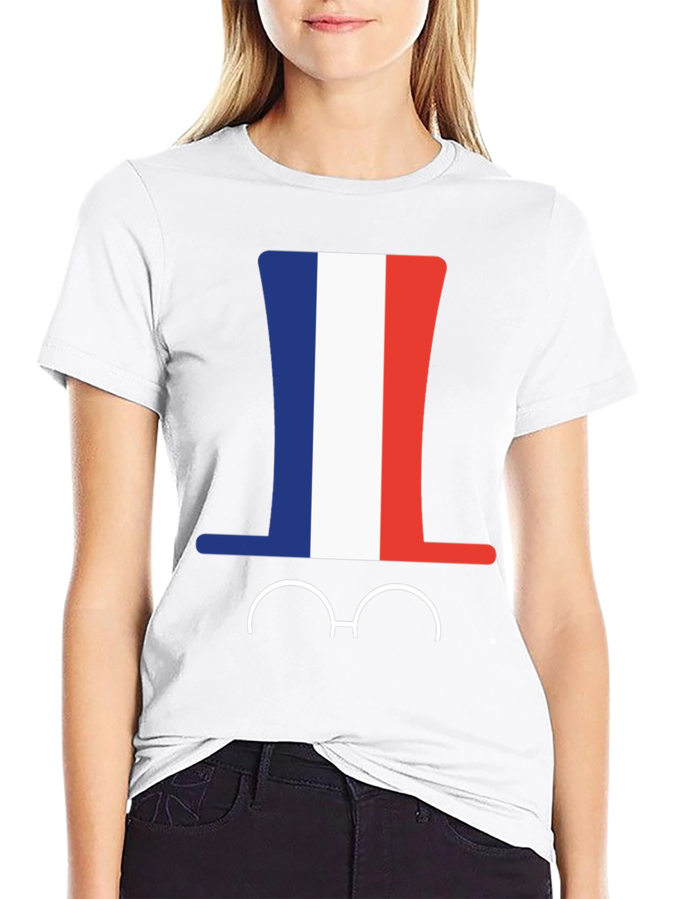 French Flag Hat & Glasses T-Shirt