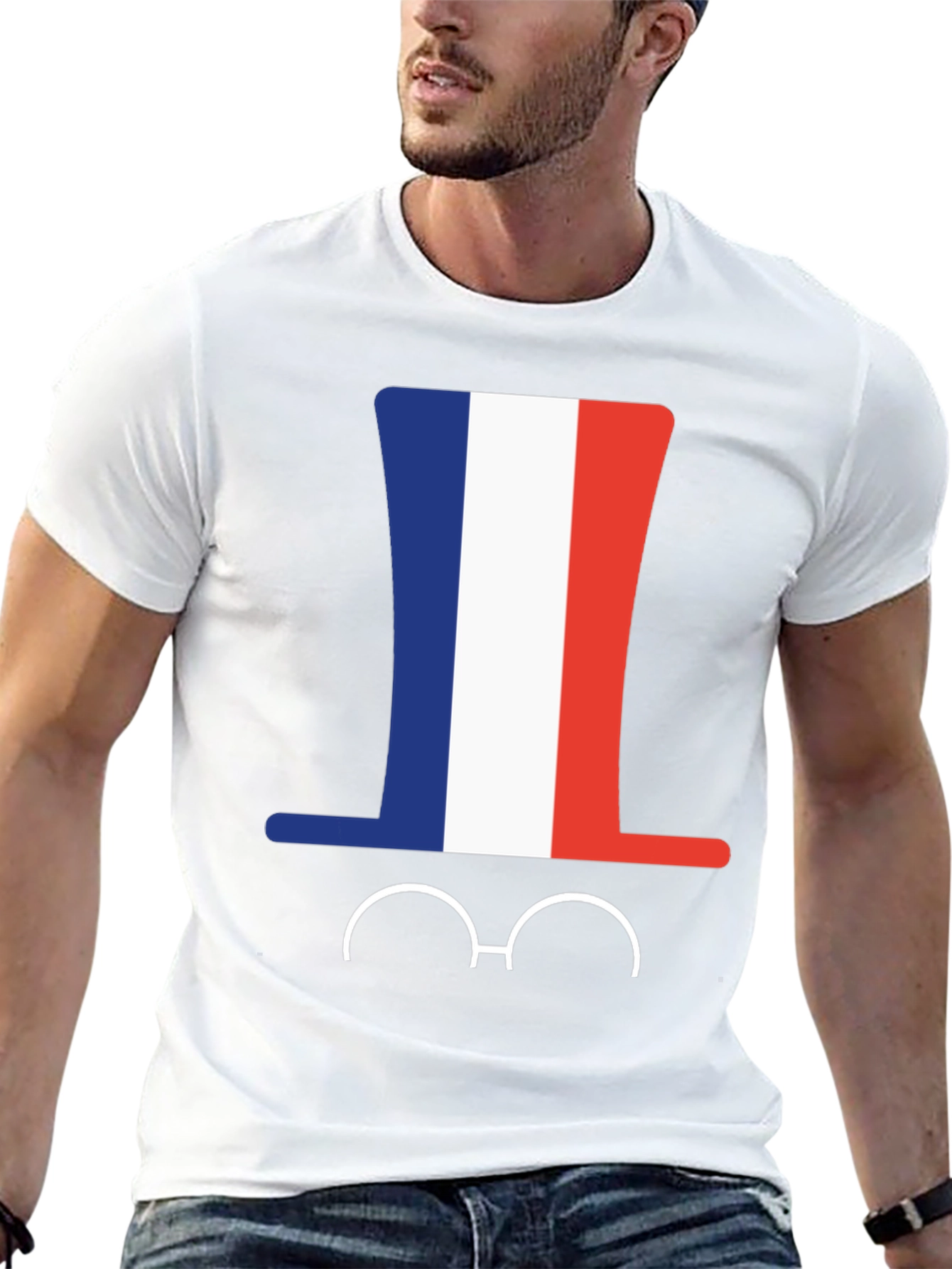 French Flag Hat & Glasses T-Shirt
