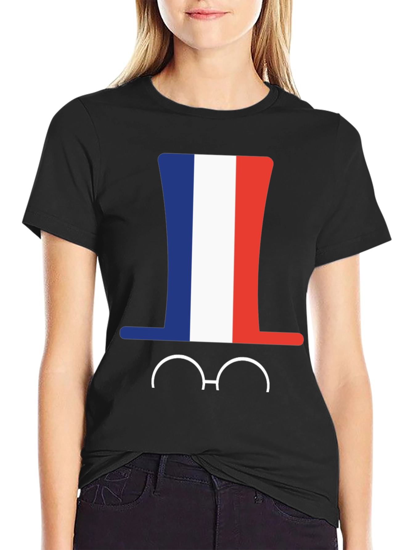 French Flag Hat & Glasses T-Shirt