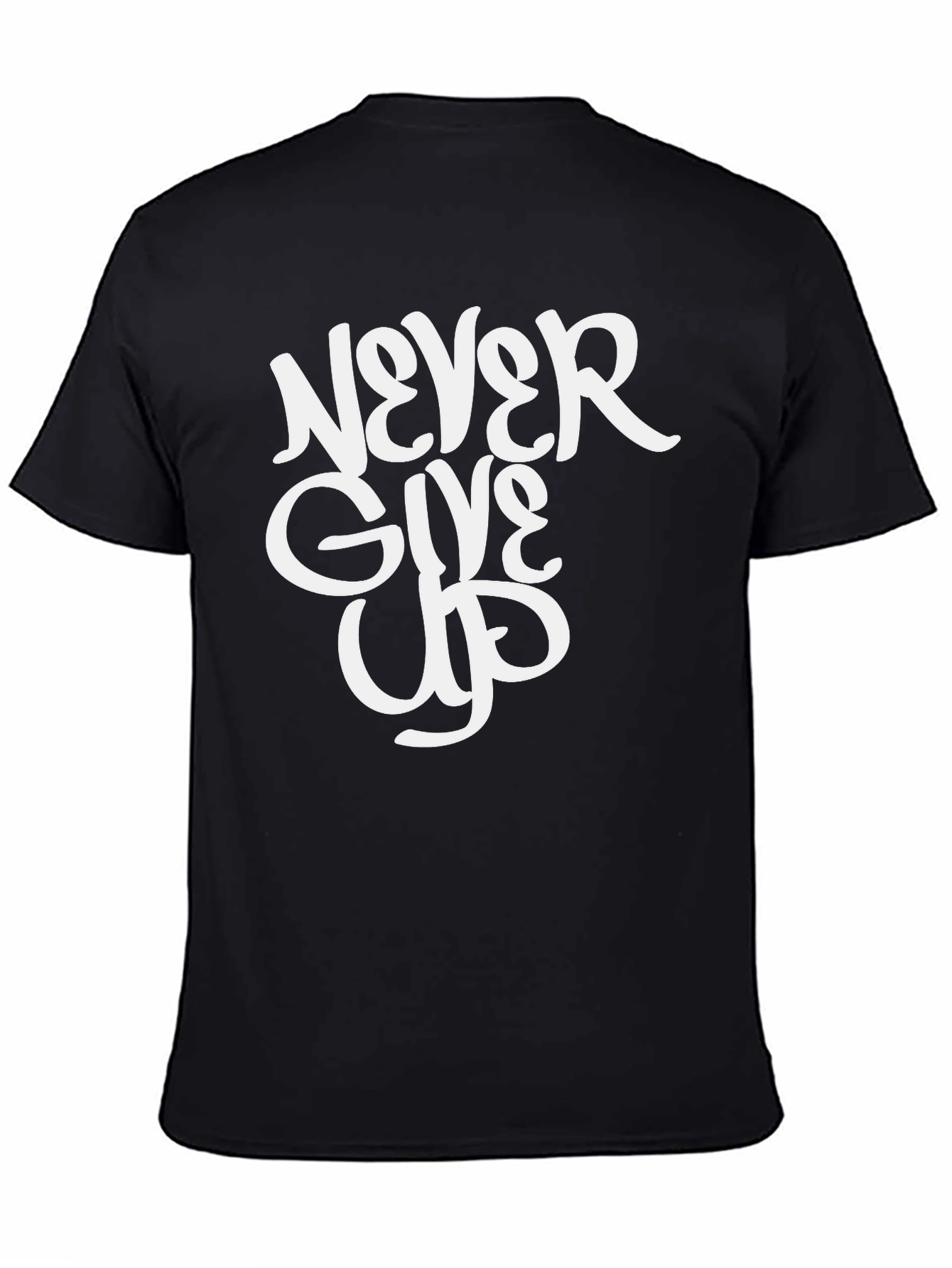 Never Give Up Black Graphic Tee