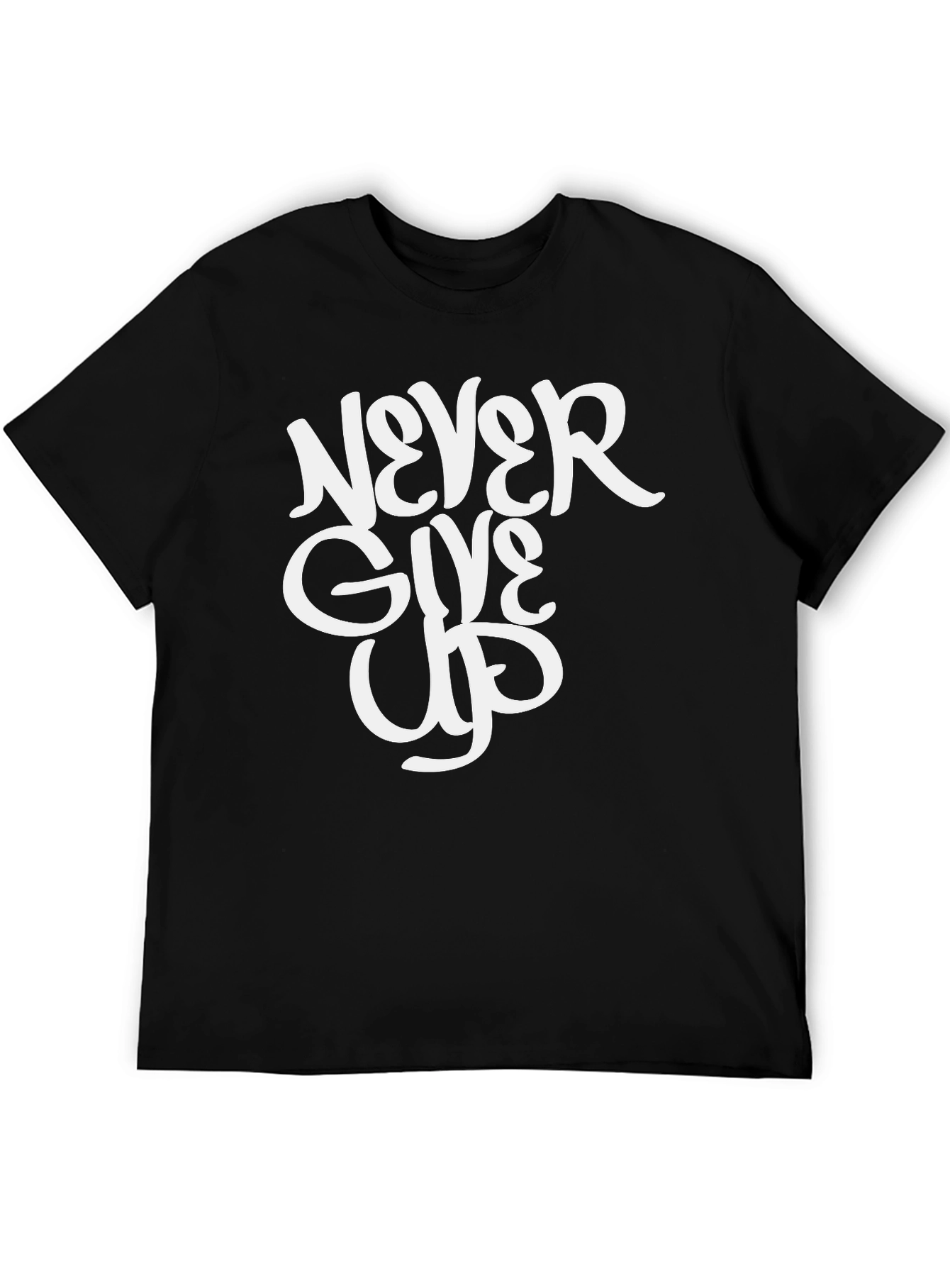 Never Give Up Black Graphic Tee