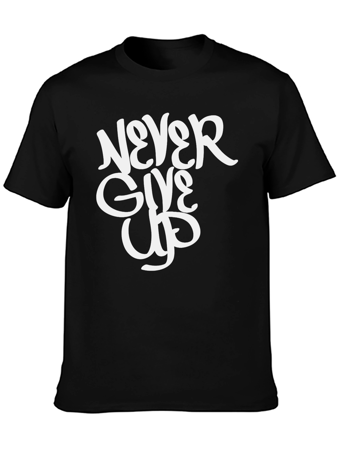 Never Give Up Black Graphic Tee