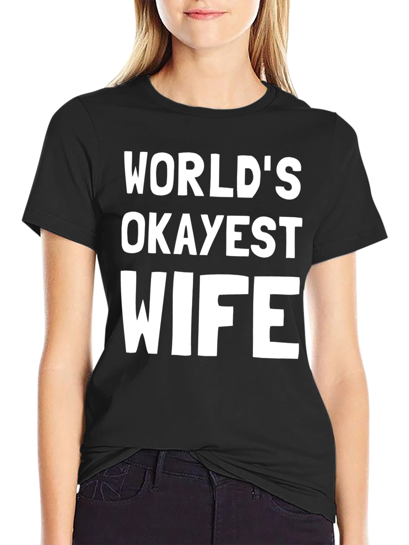 Worlds Okayest Wife Black Graphic Tee