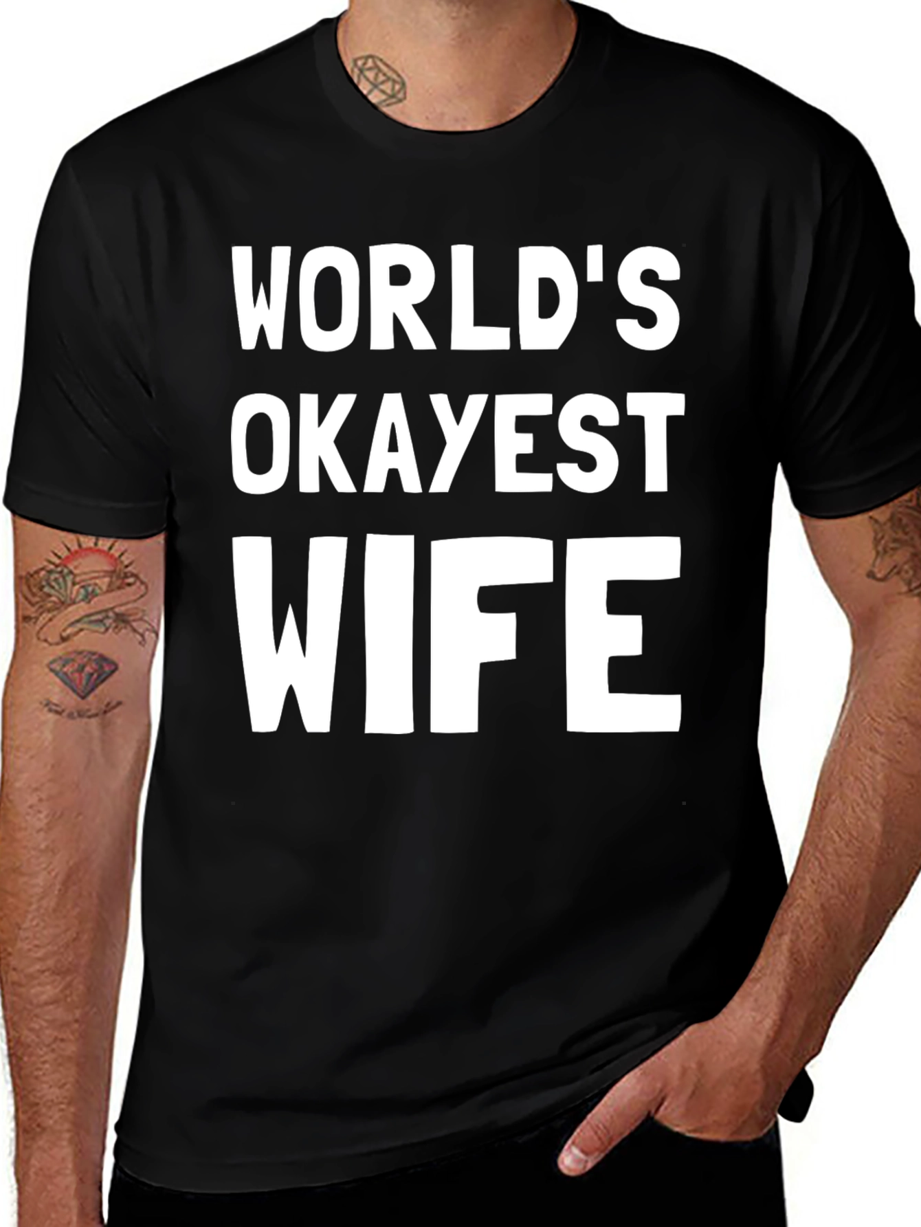 Worlds Okayest Wife Black Graphic Tee