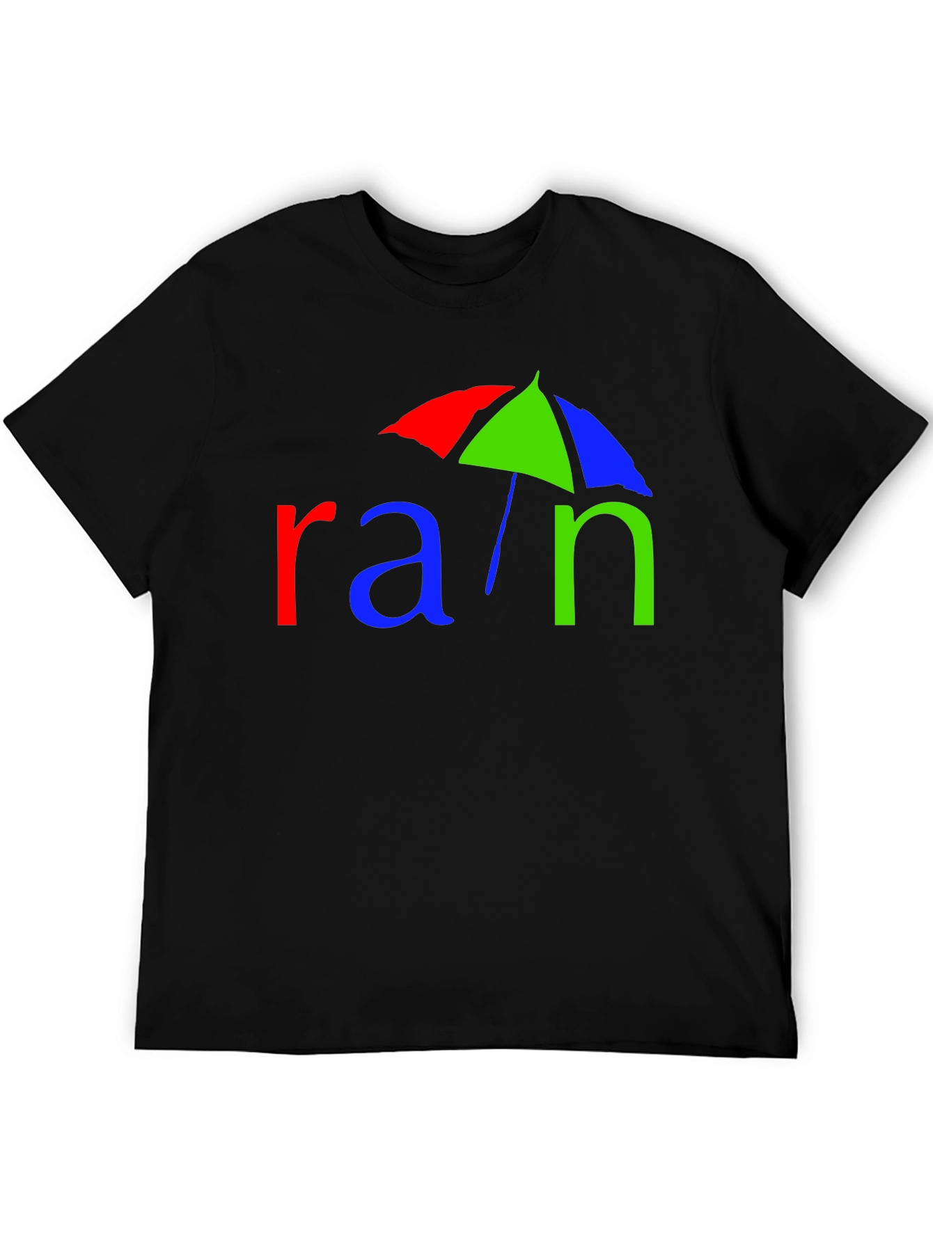 Rain Umbrella Graphic Tee - Black Cotton T-Shirt