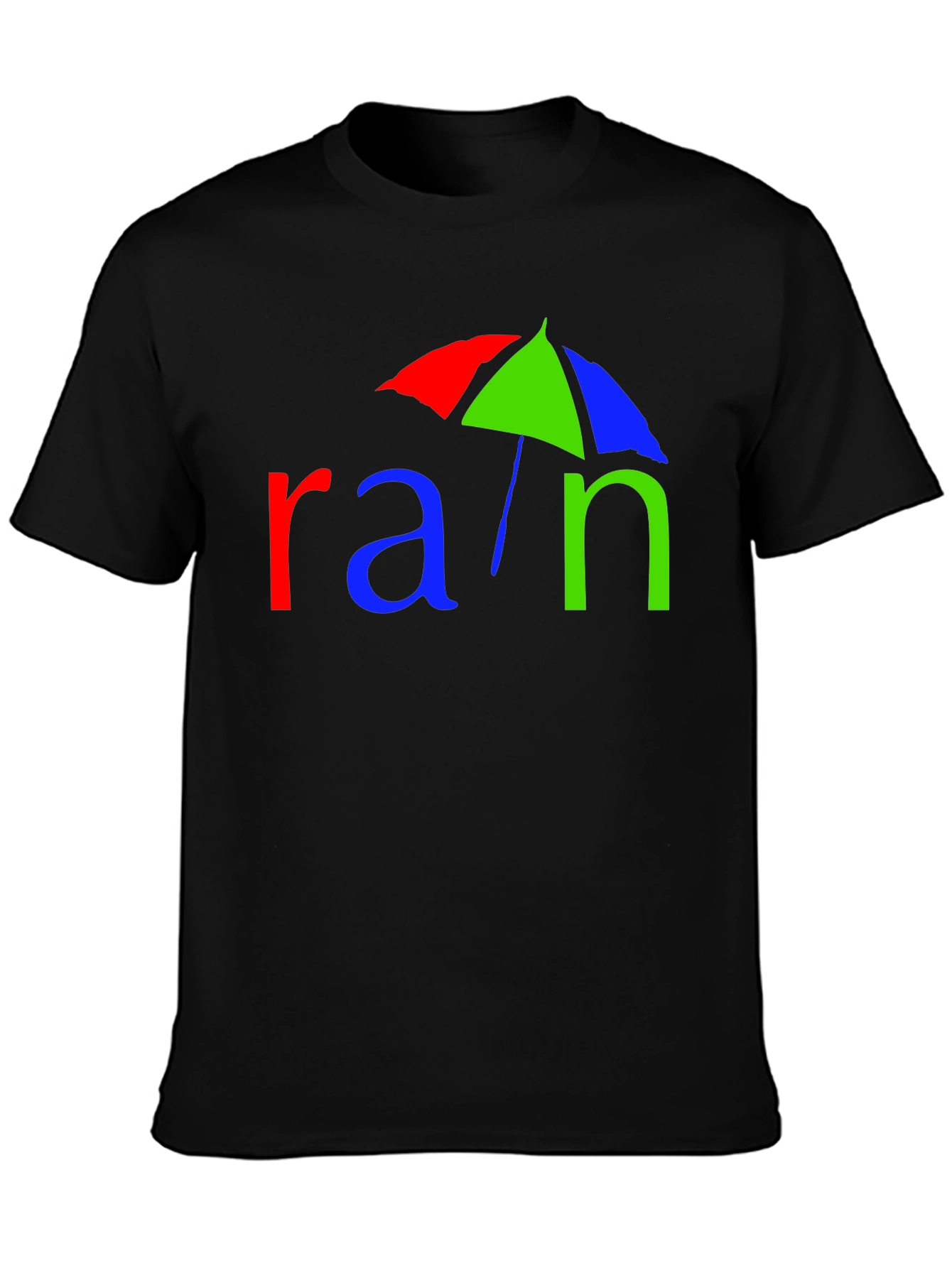 Rain Umbrella Graphic Tee - Black Cotton T-Shirt