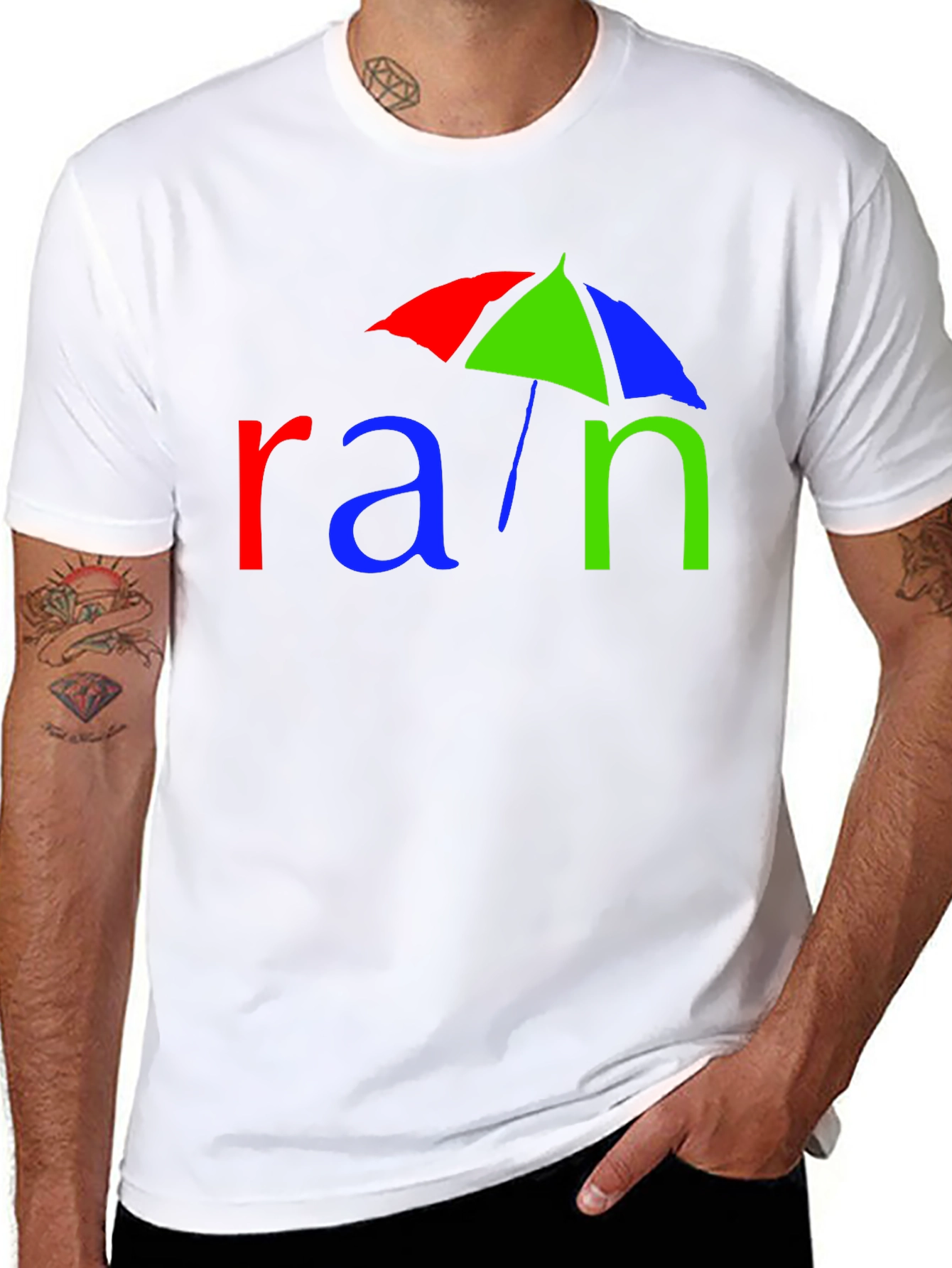 Rain Umbrella Graphic Tee - Black Cotton T-Shirt