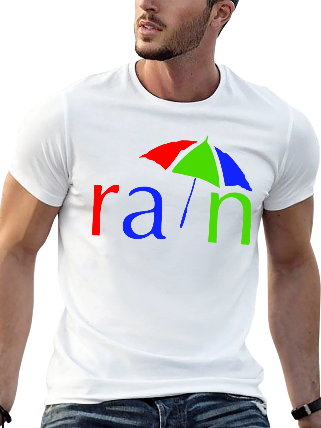 Rain Umbrella Graphic Tee - Black Cotton T-Shirt