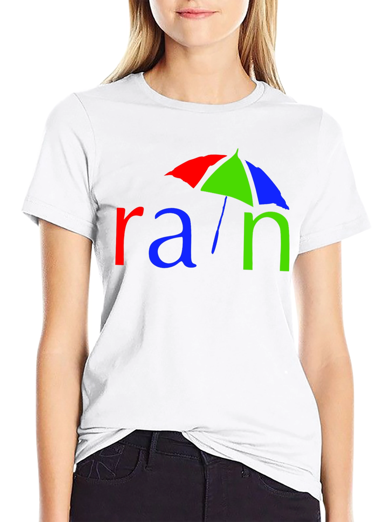 Rain Umbrella Graphic Tee - Black Cotton T-Shirt