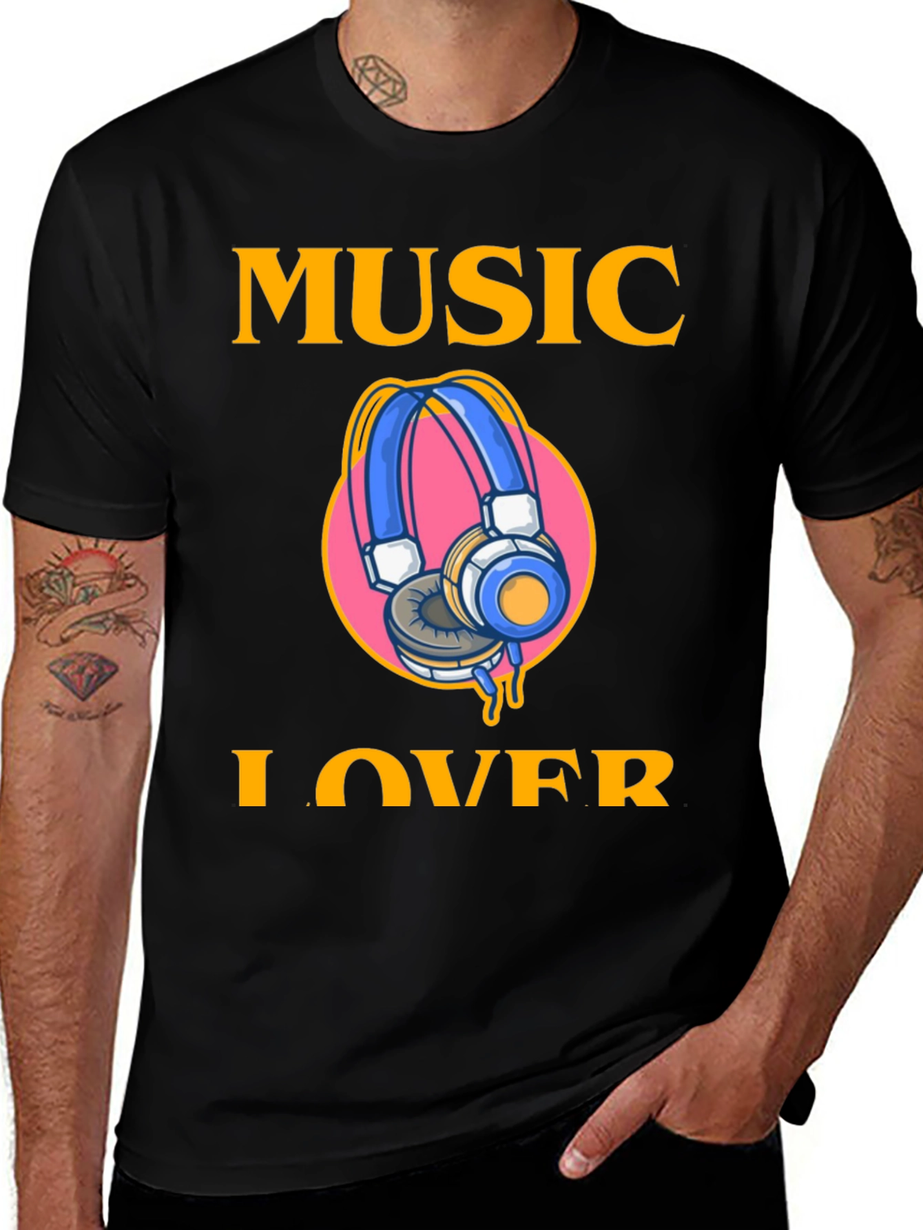 Music Lover Graphic Tee - Black Cotton T-Shirt
