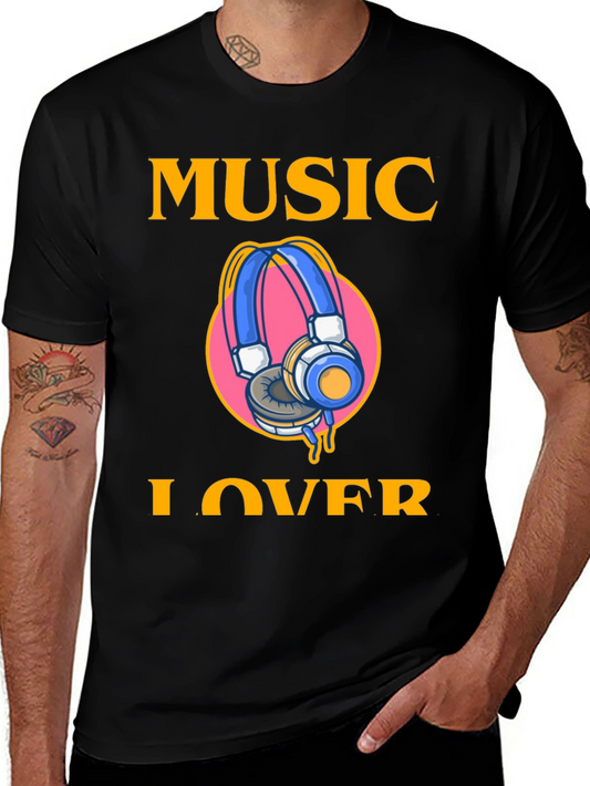 Music Lover Graphic Tee - Black Cotton T-Shirt