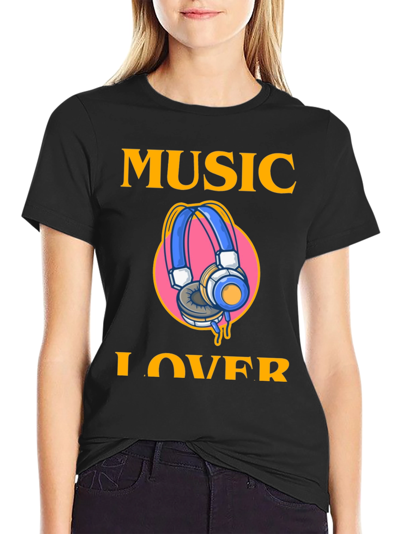 Music Lover Graphic Tee - Black Cotton T-Shirt