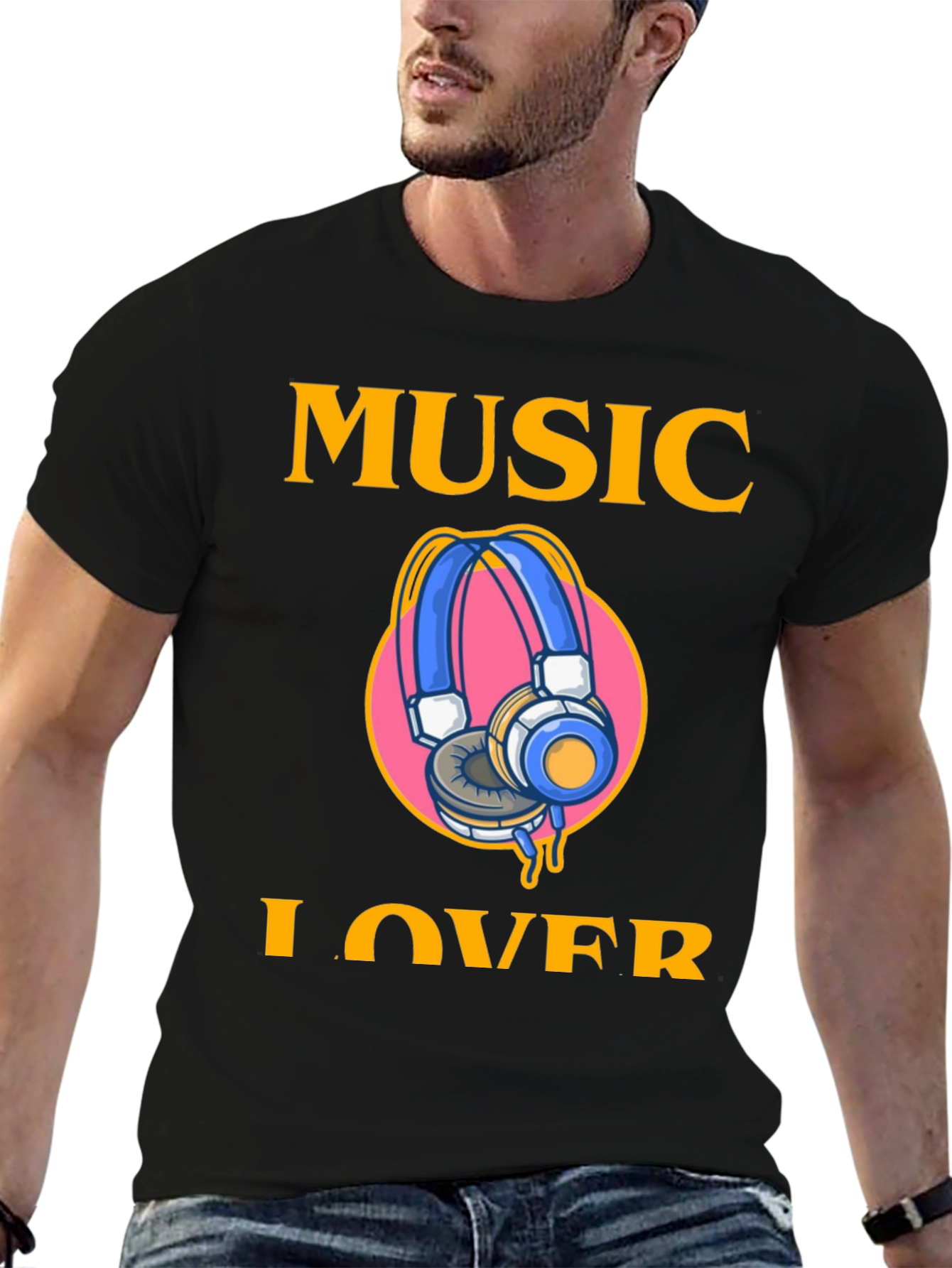 Music Lover Graphic Tee - Black Cotton T-Shirt