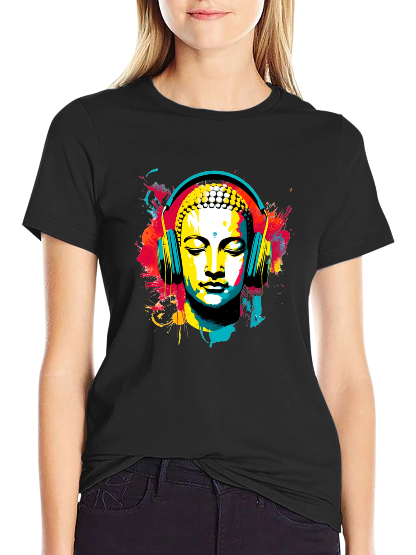 Buddha Headphone T-Shirt - Artistic Graphic Tee