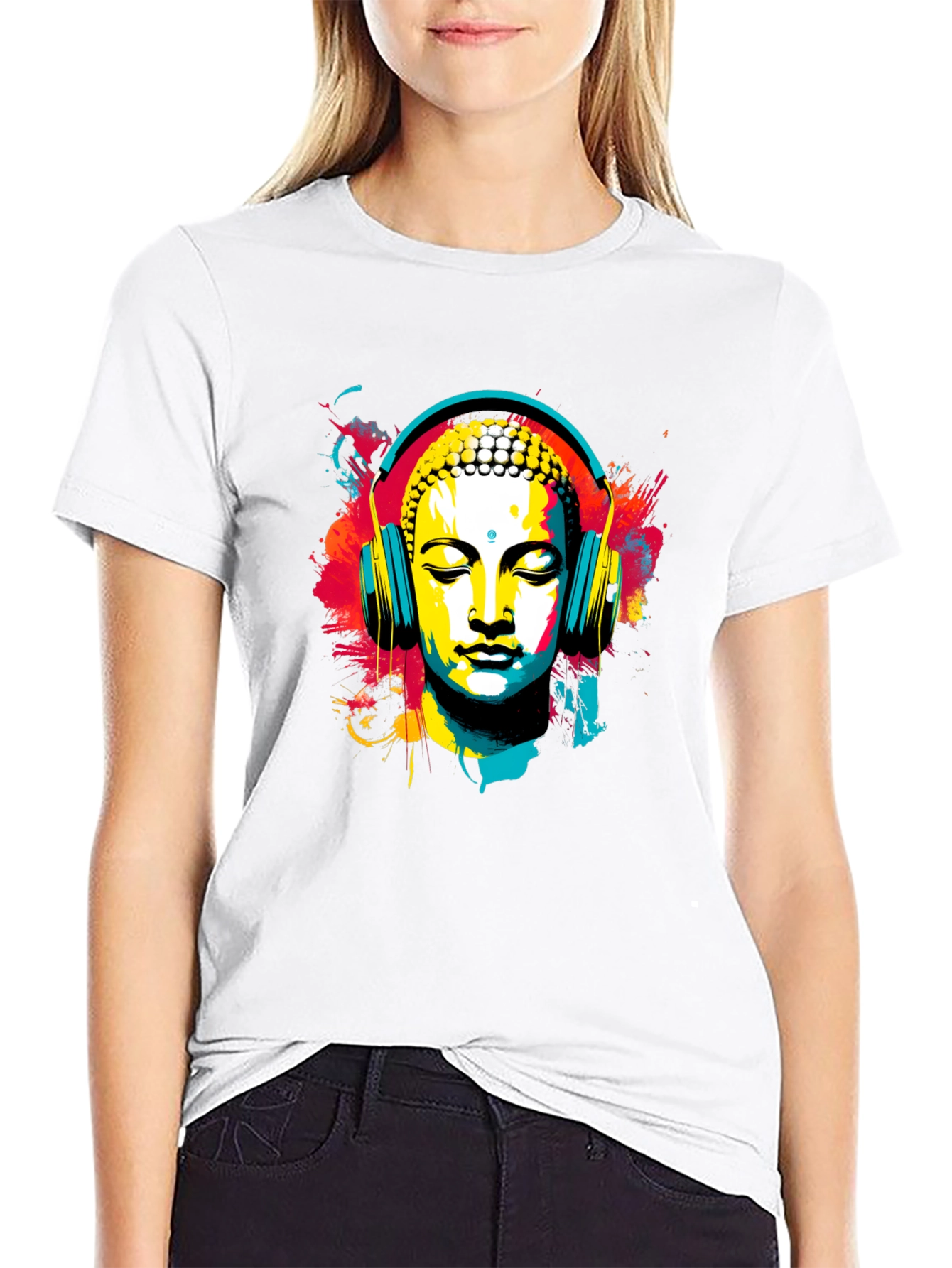 Buddha Headphone T-Shirt - Artistic Graphic Tee