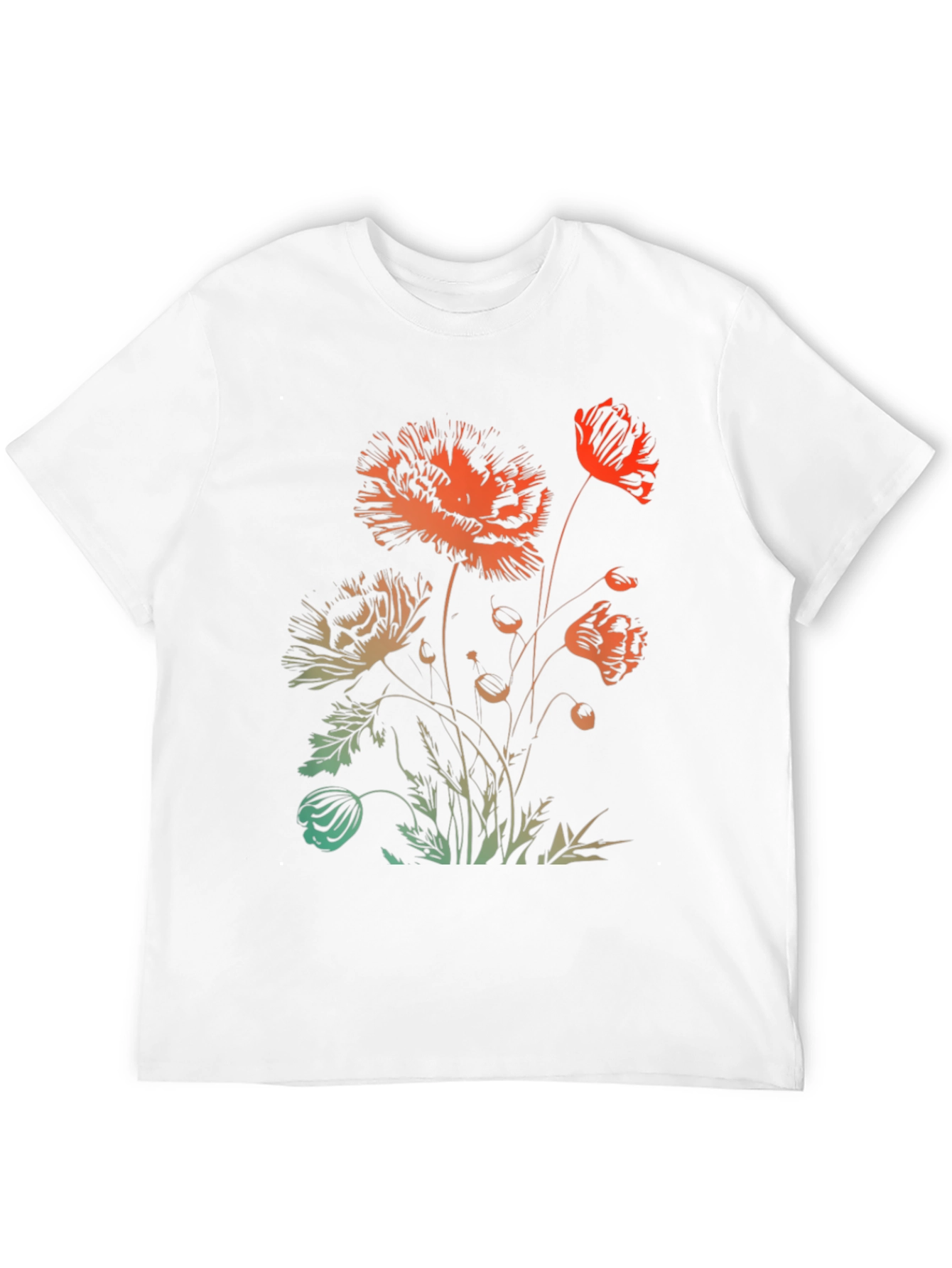 Floral Graphic Print Black Crewneck T-Shirt