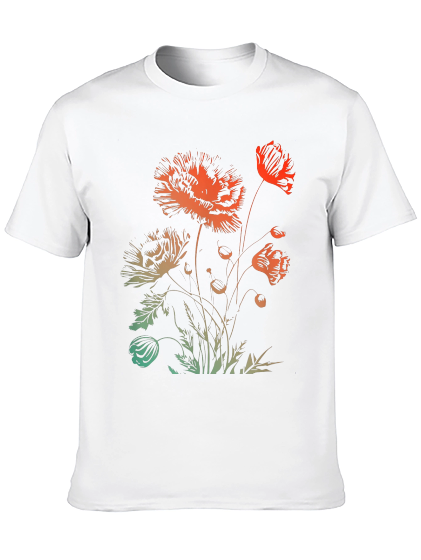 Floral Graphic Print Black Crewneck T-Shirt