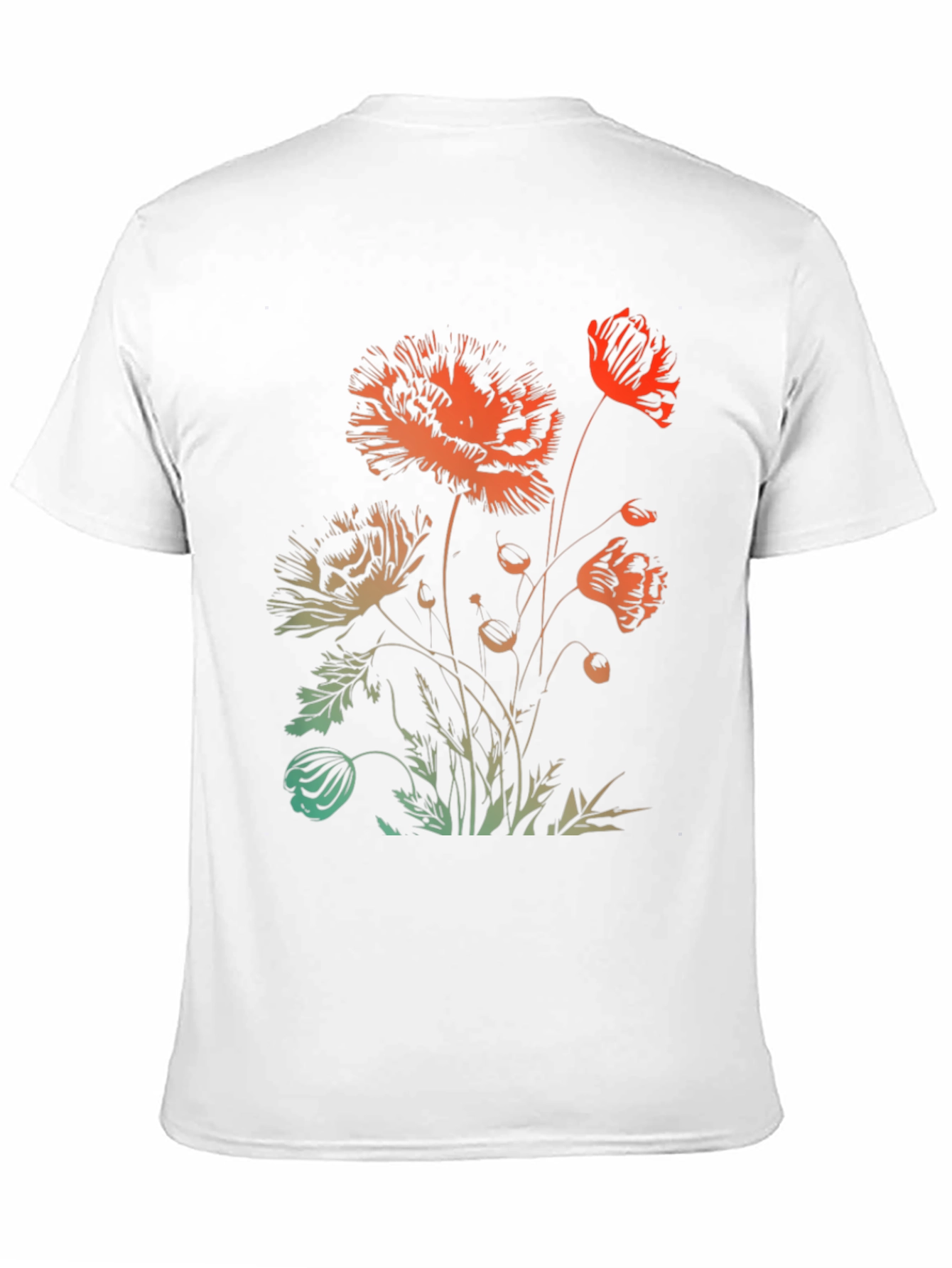 Floral Graphic Print Black Crewneck T-Shirt