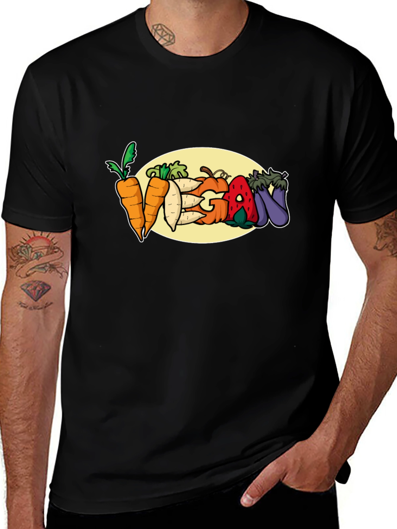 Vegan Vegetable T-Shirt: Carrots Eggplant & More!