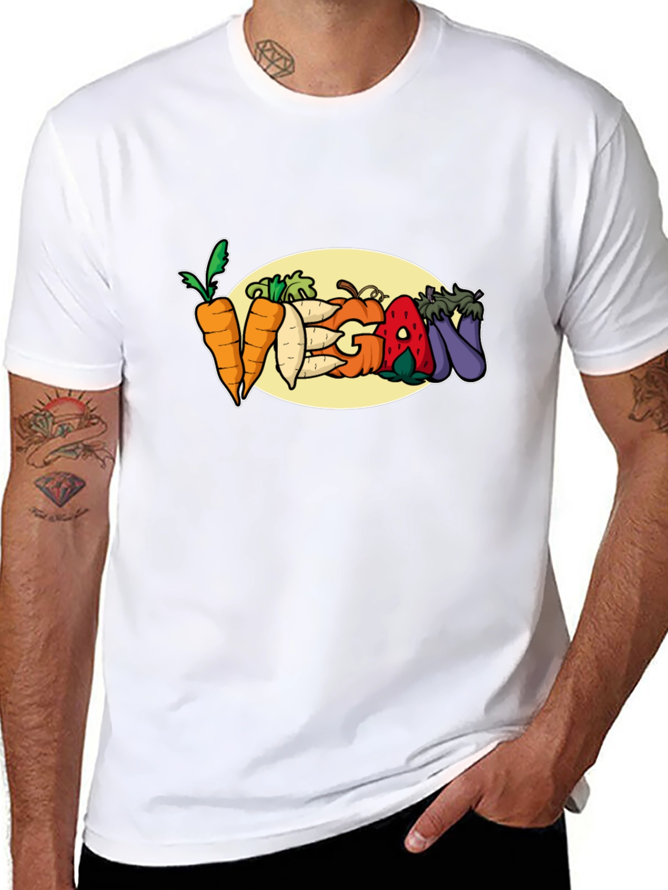 Vegan Vegetable T-Shirt: Carrots Eggplant & More!
