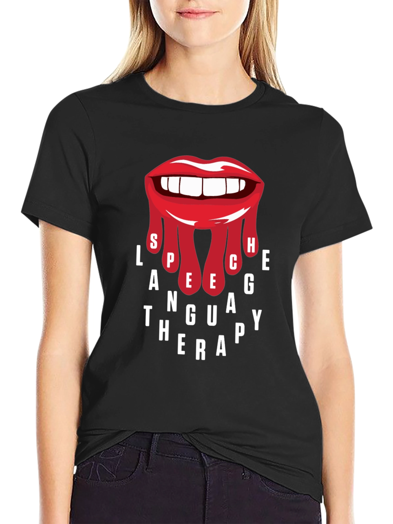 Speech Language Therapy T-Shirt - Red Lips Design