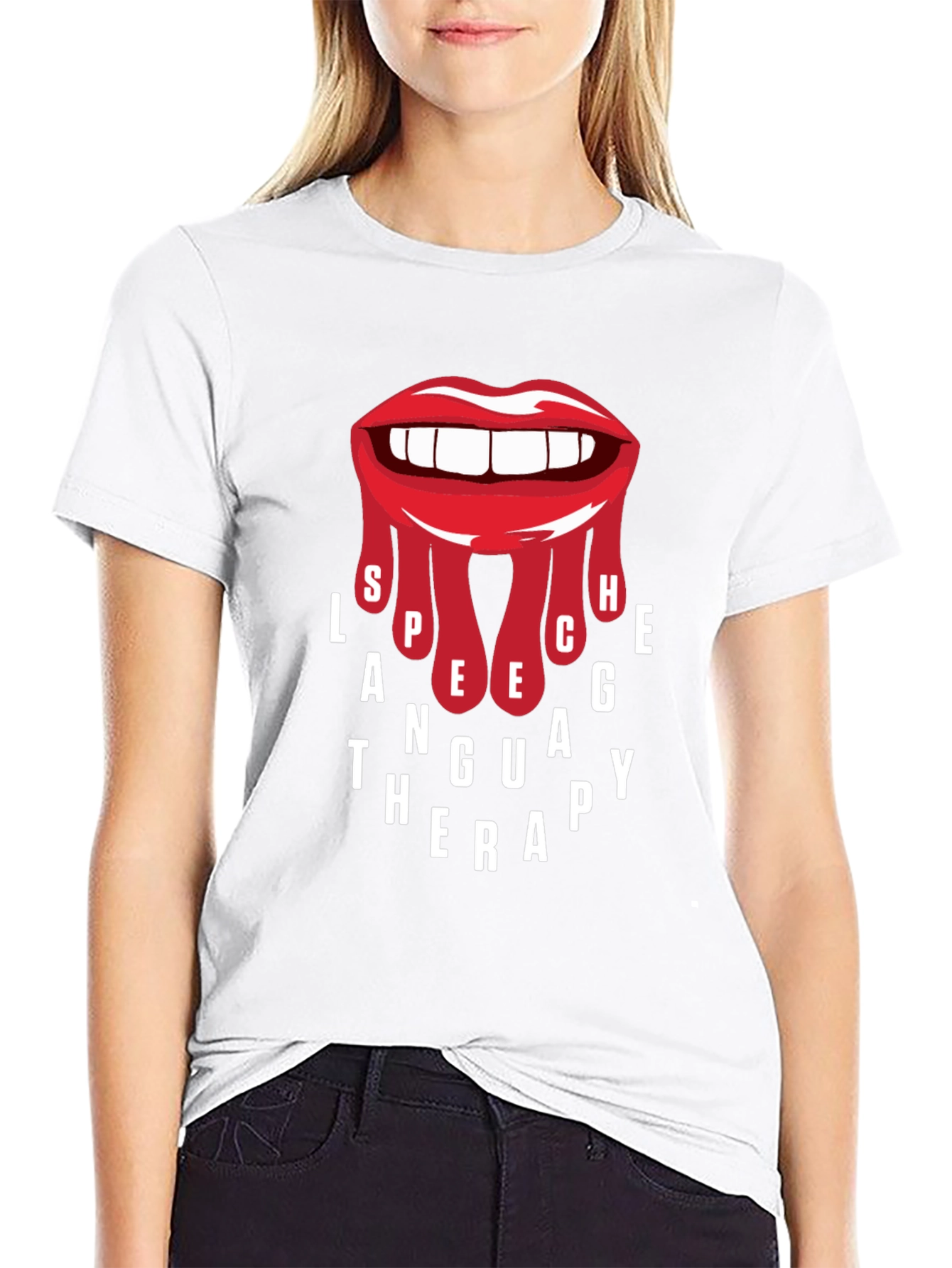 Speech Language Therapy T-Shirt - Red Lips Design