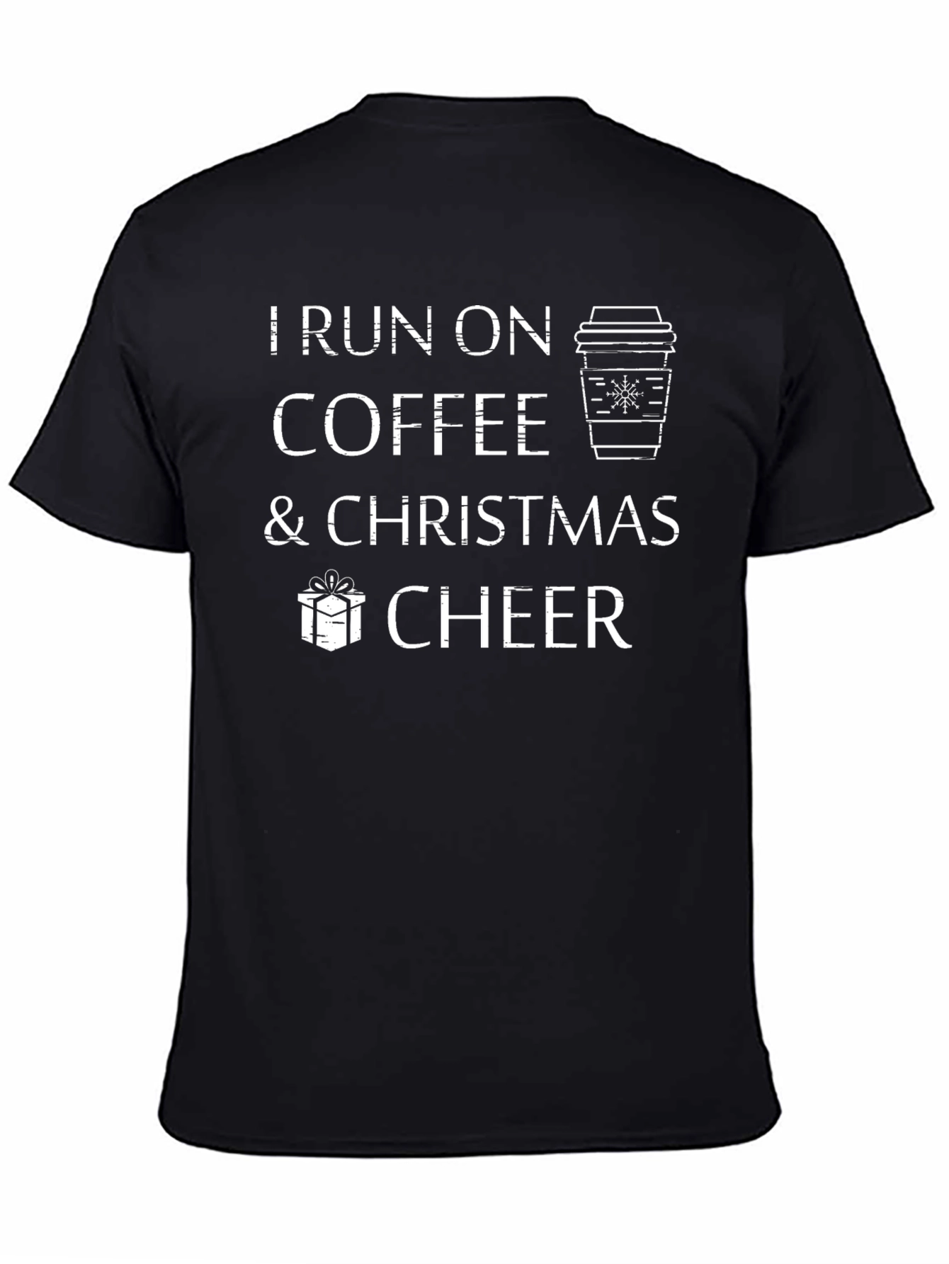 I Run On Coffee & Christmas Cheer Black T-Shirt