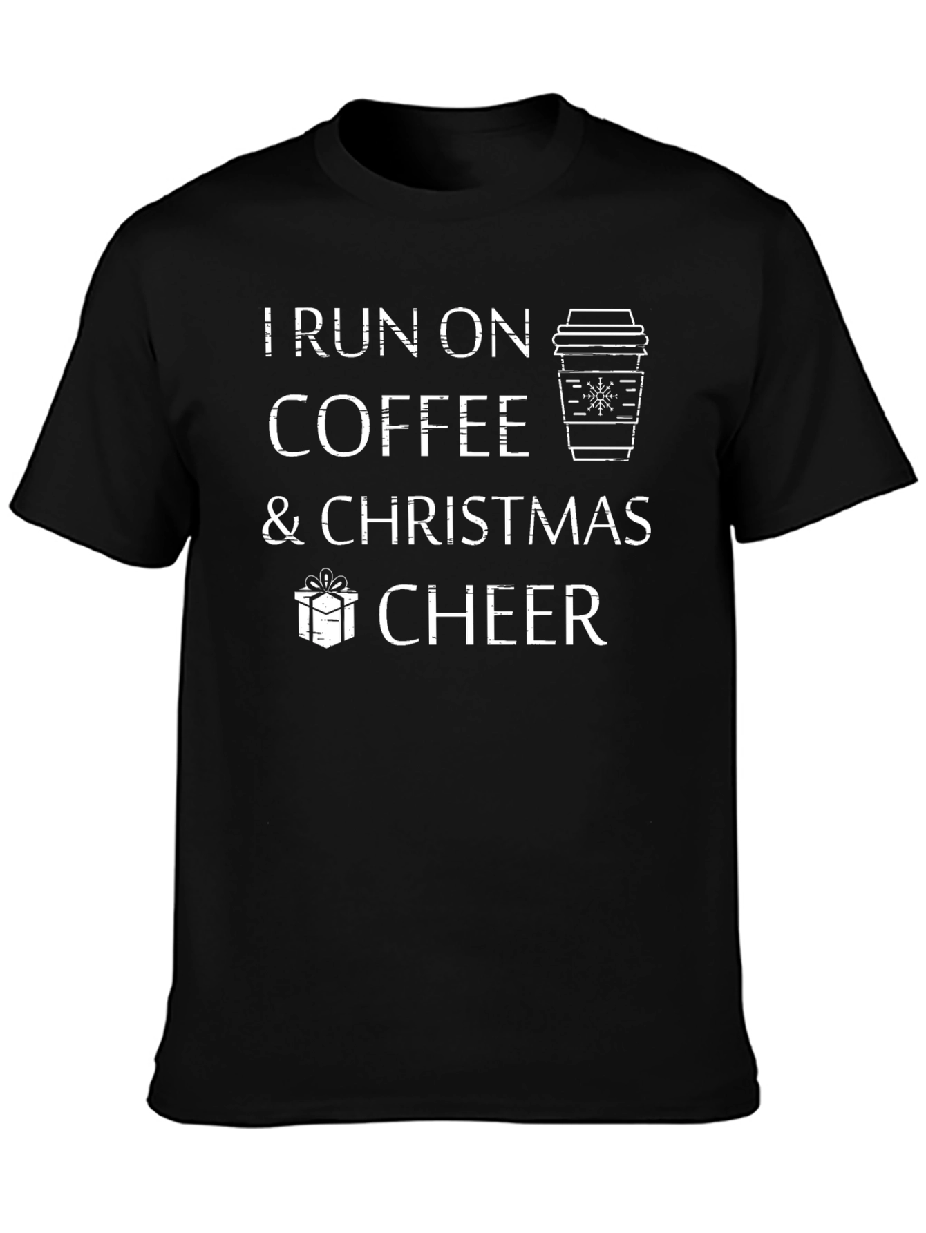 I Run On Coffee & Christmas Cheer Black T-Shirt