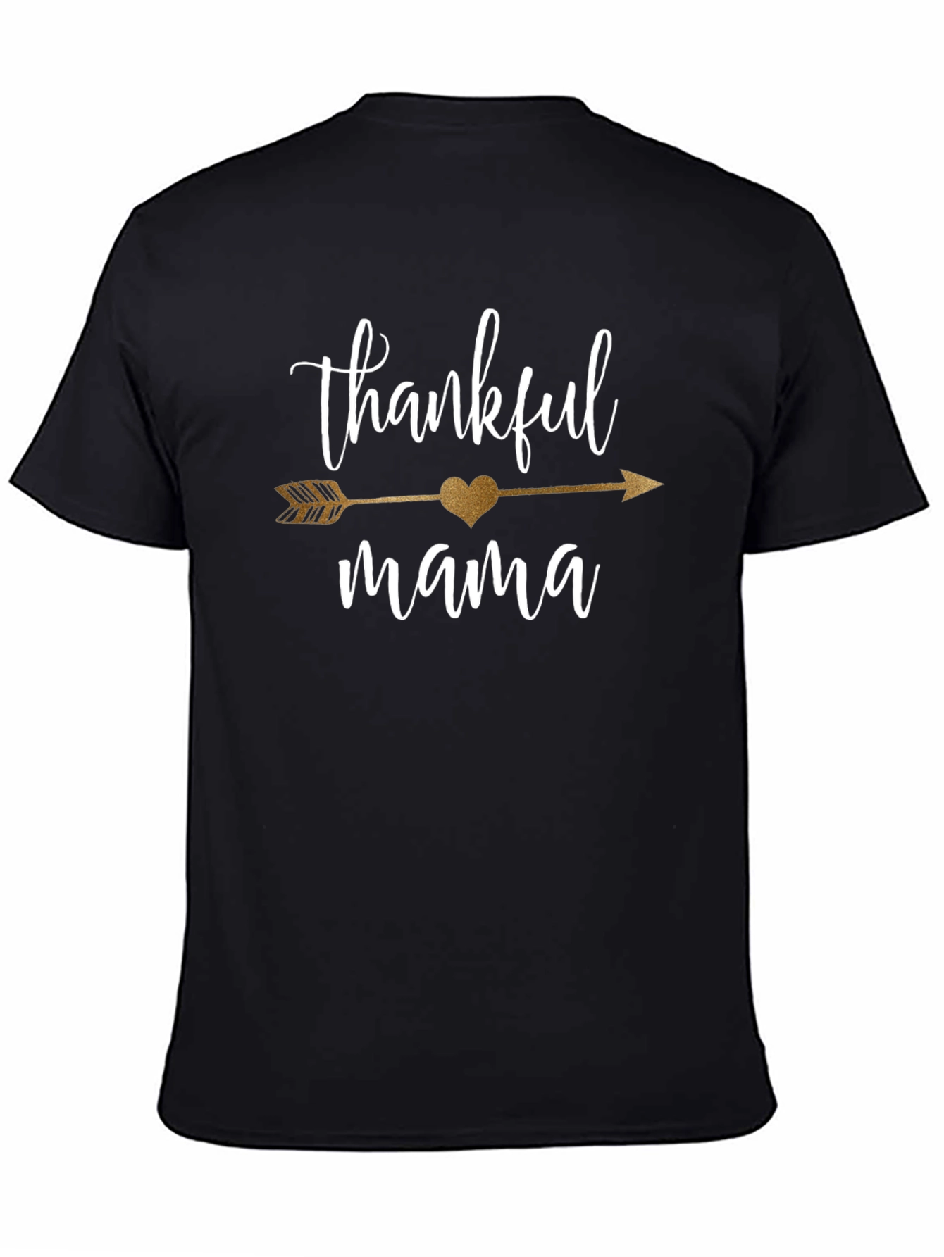 Thankful Mama Arrow Heart Black T-Shirt