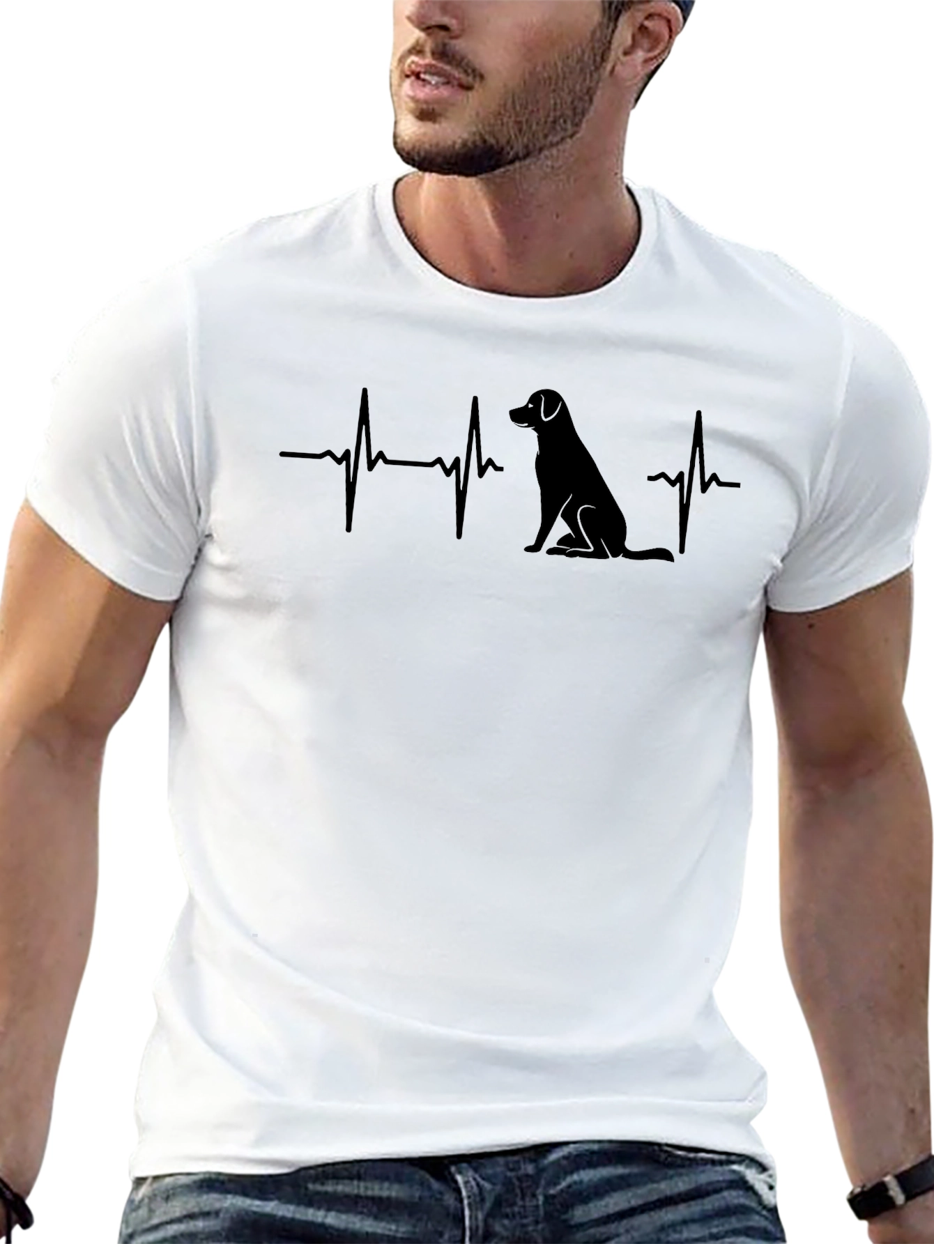 Dog Heartbeat Graphic Tee - Black Cotton