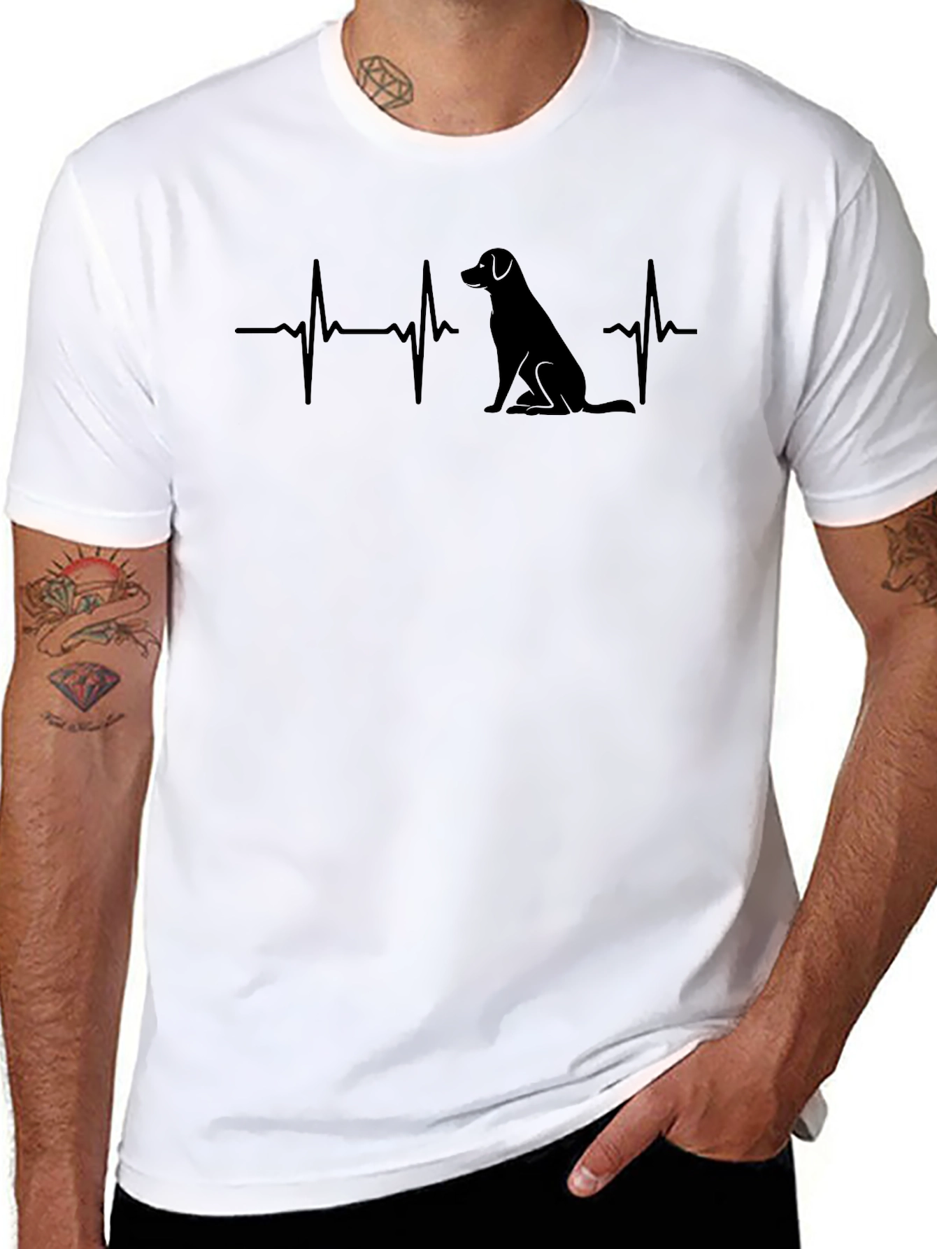 Dog Heartbeat Graphic Tee - Black Cotton