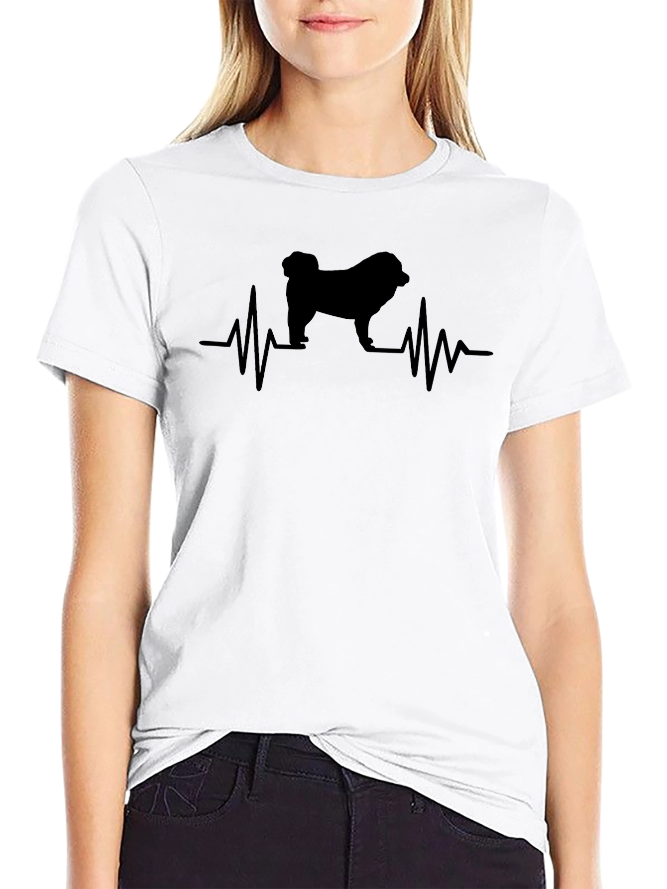 Pug Heartbeat T-Shirt - Black