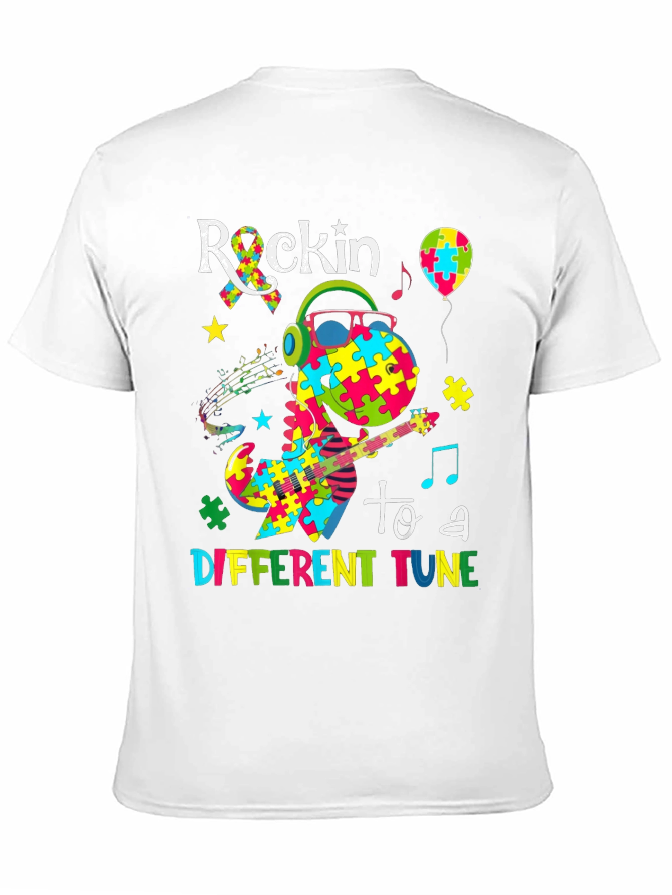 Rockin To A Different Tune Dinosaur Autism Awareness T-Shirt