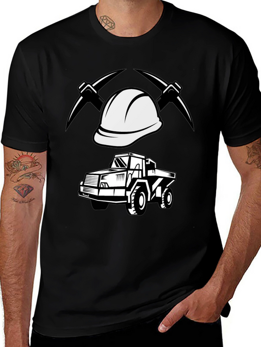 Mining Crew Graphic Tee - Hard Hat & Truck Design