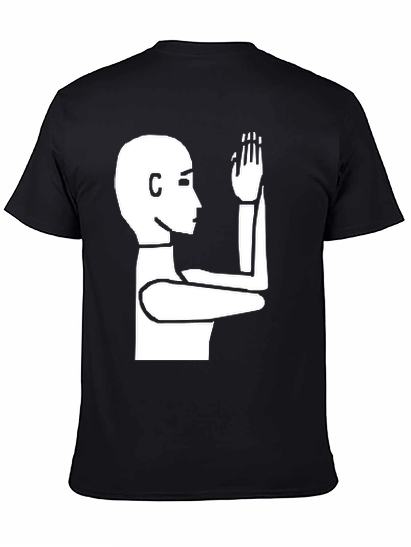 Unique Graphic Tee: Stick Figure Raising Hand