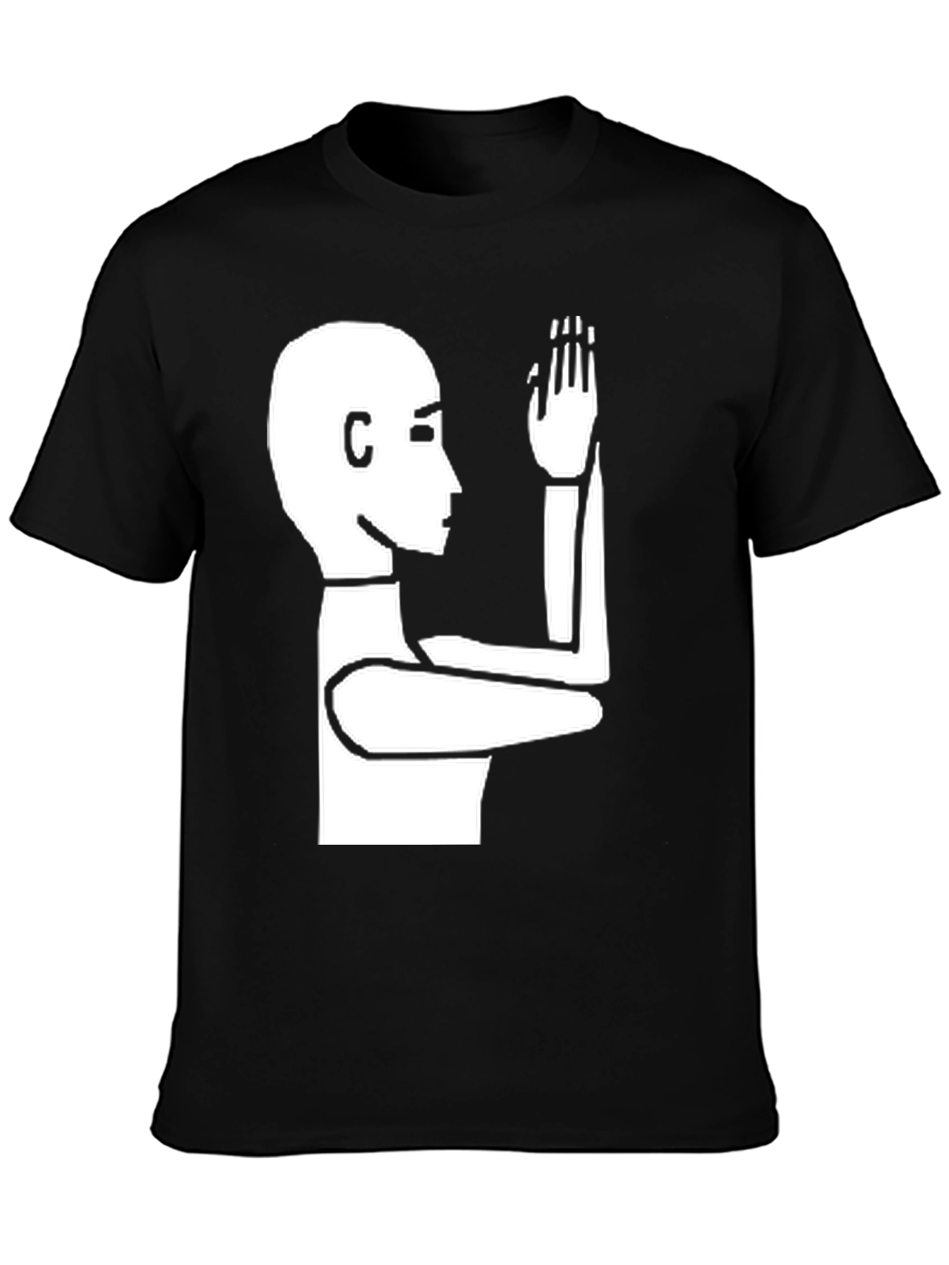 Unique Graphic Tee: Stick Figure Raising Hand