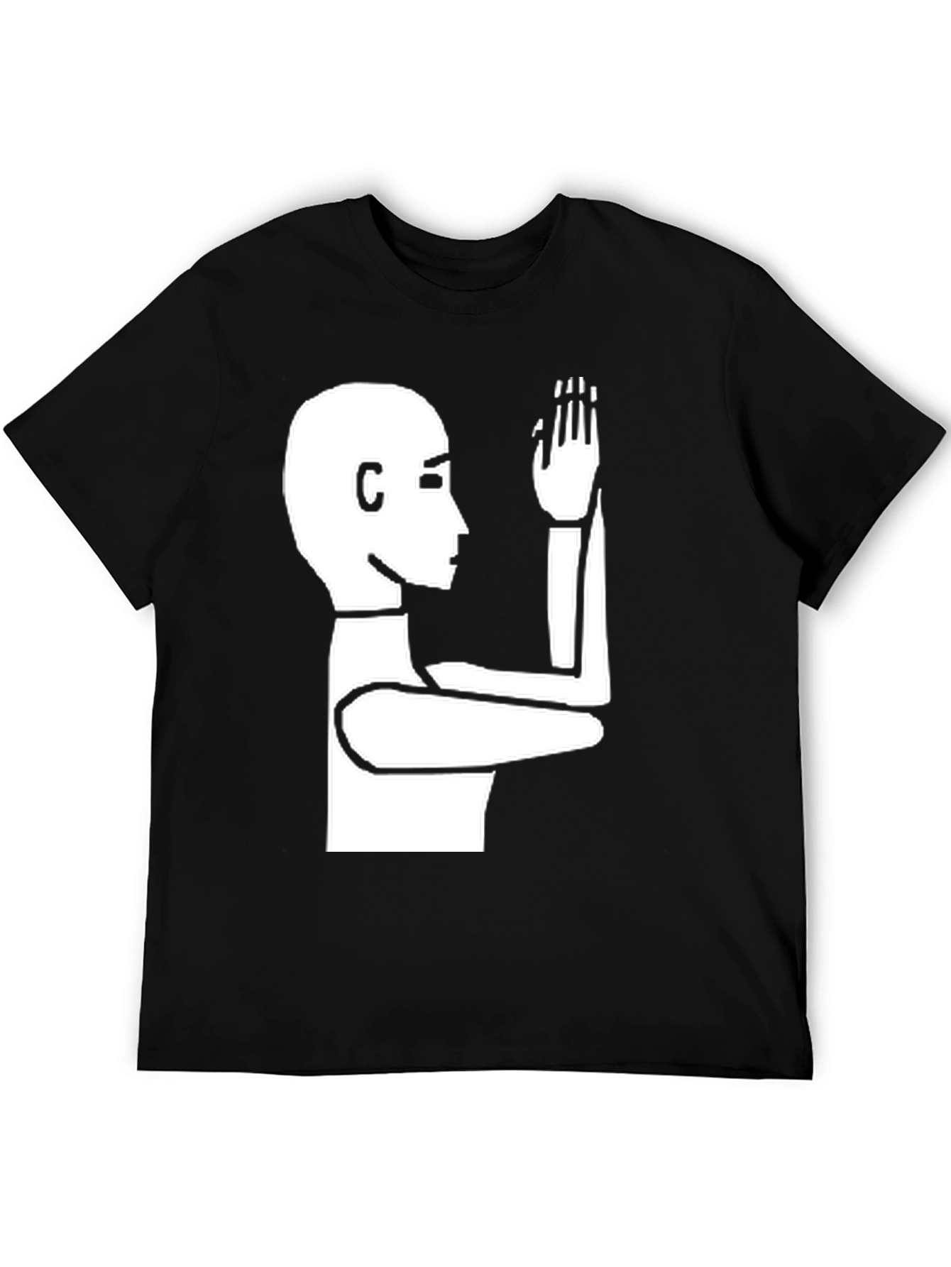 Unique Graphic Tee: Stick Figure Raising Hand