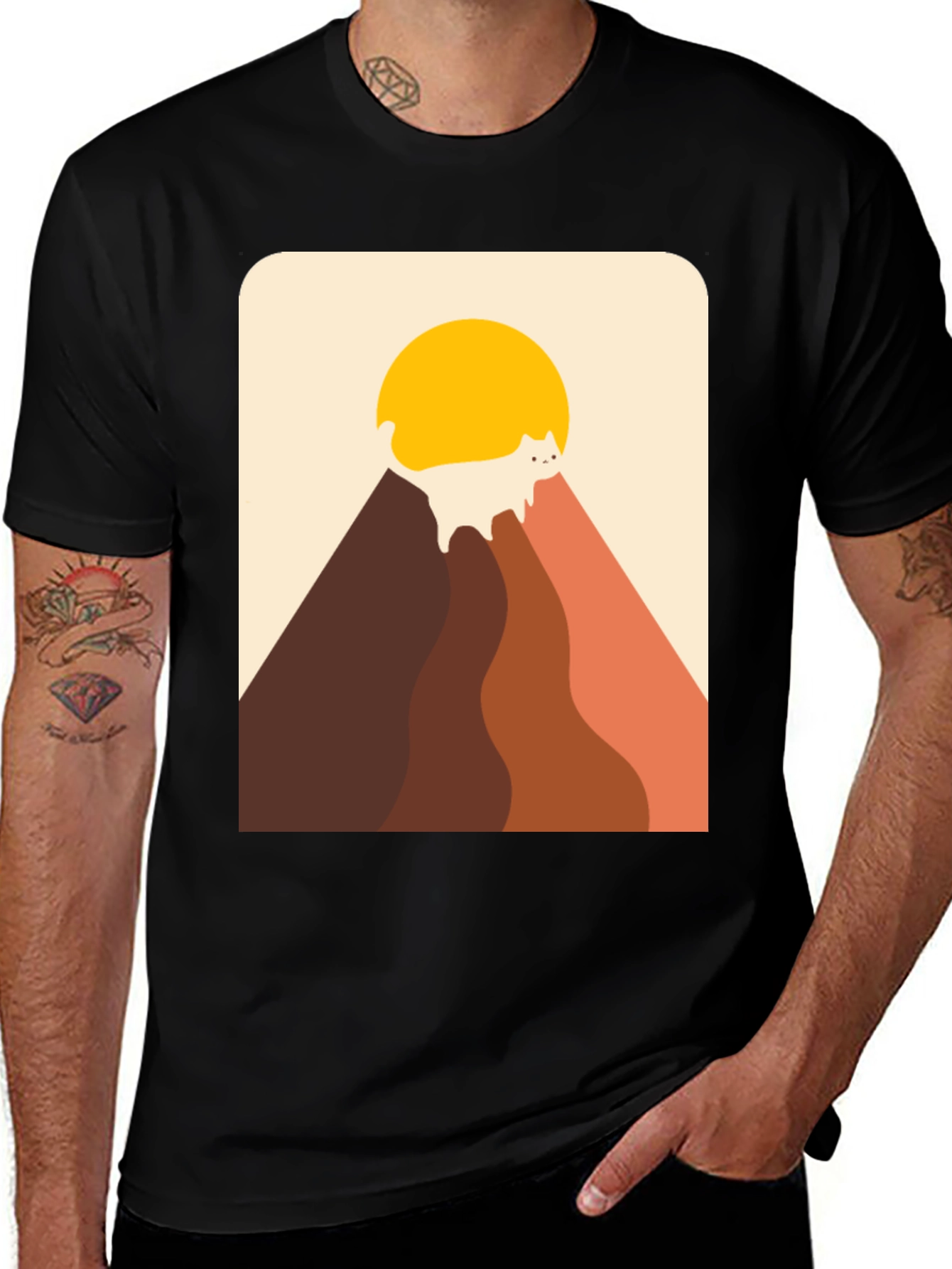 Retro Cat Mountain T-Shirt