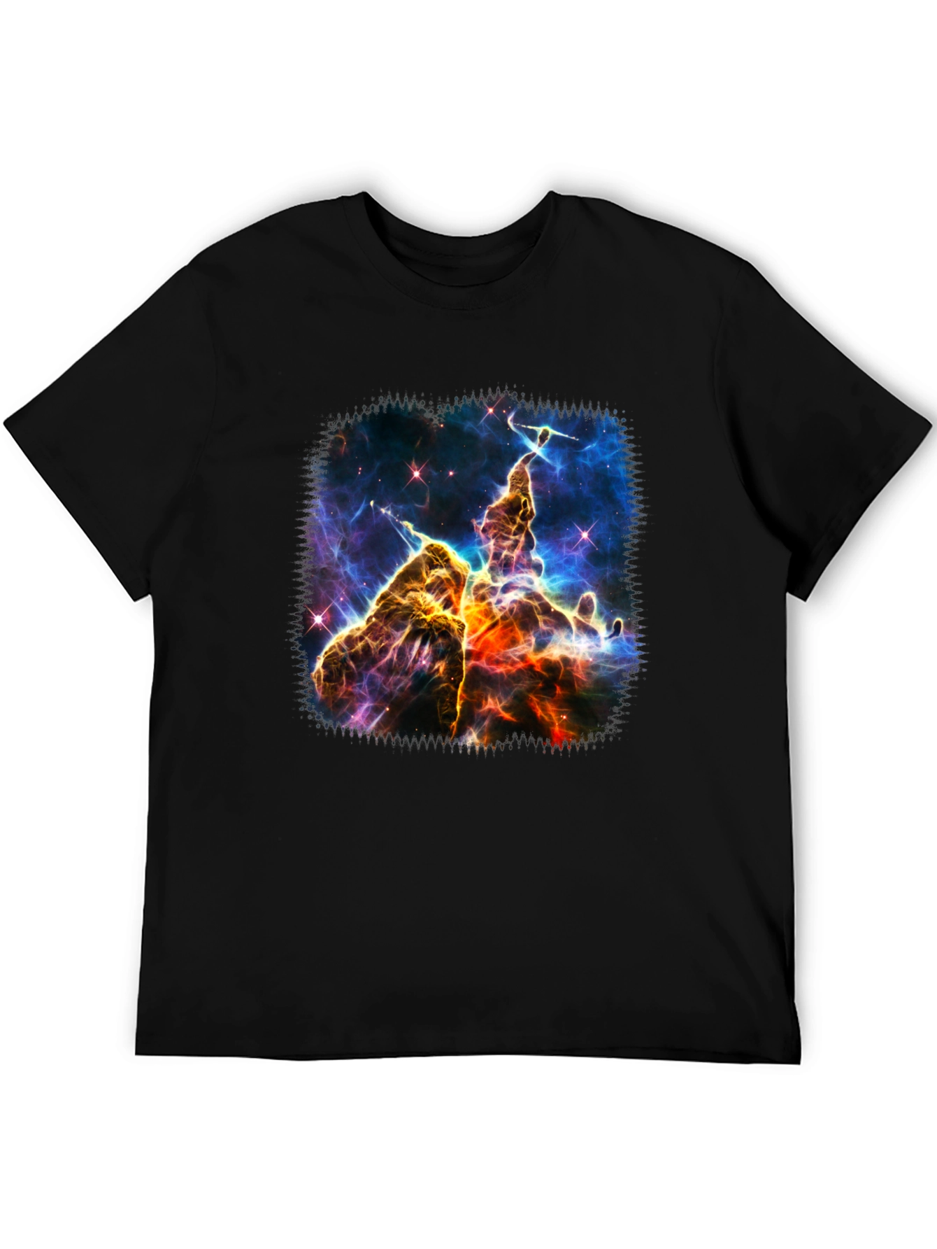 Nebula Print Black Crew Neck T-Shirt