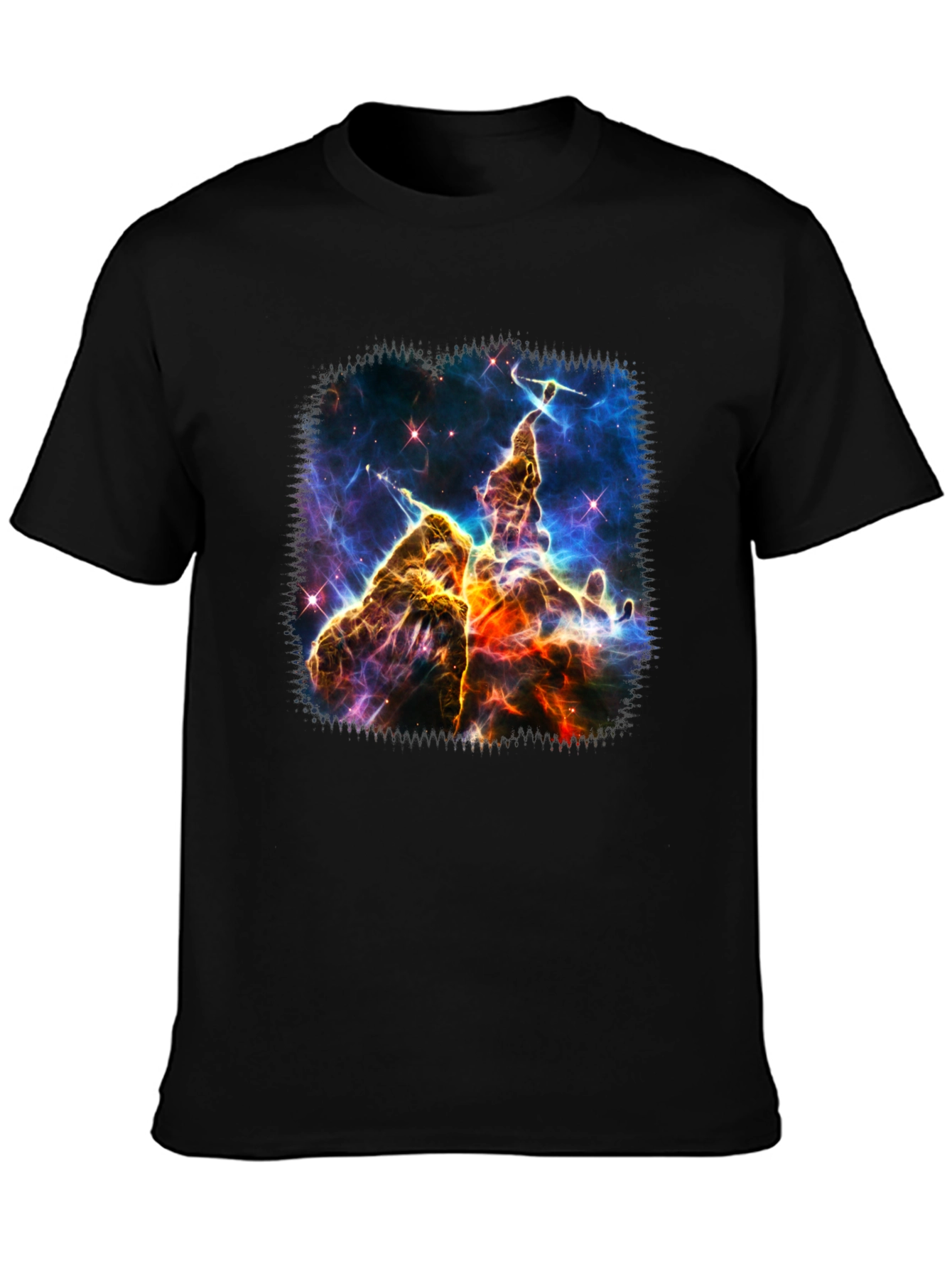 Nebula Print Black Crew Neck T-Shirt