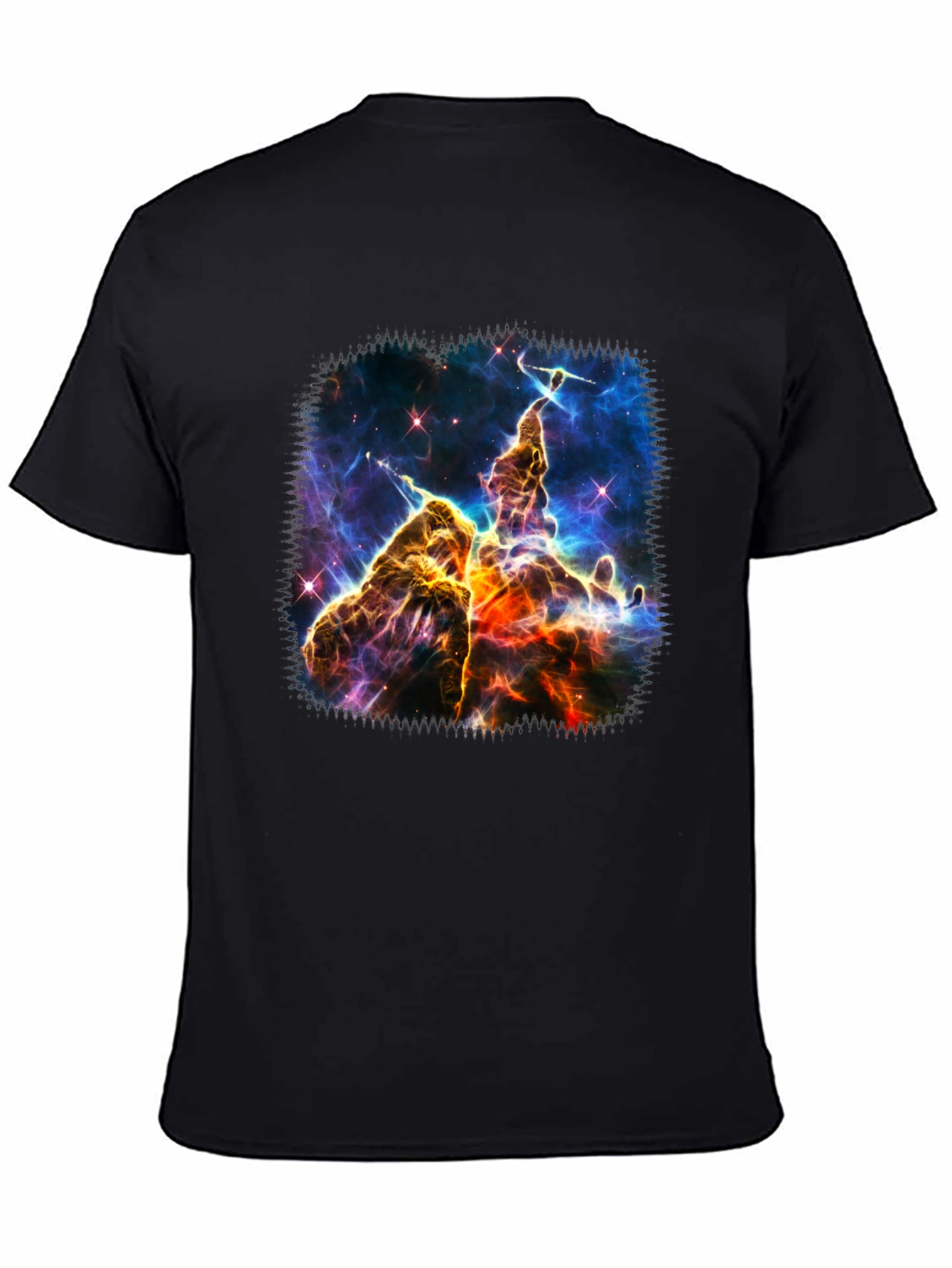 Nebula Print Black Crew Neck T-Shirt