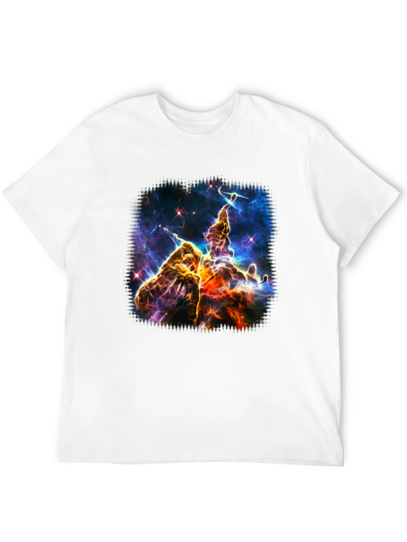 Nebula Print Black Crew Neck T-Shirt