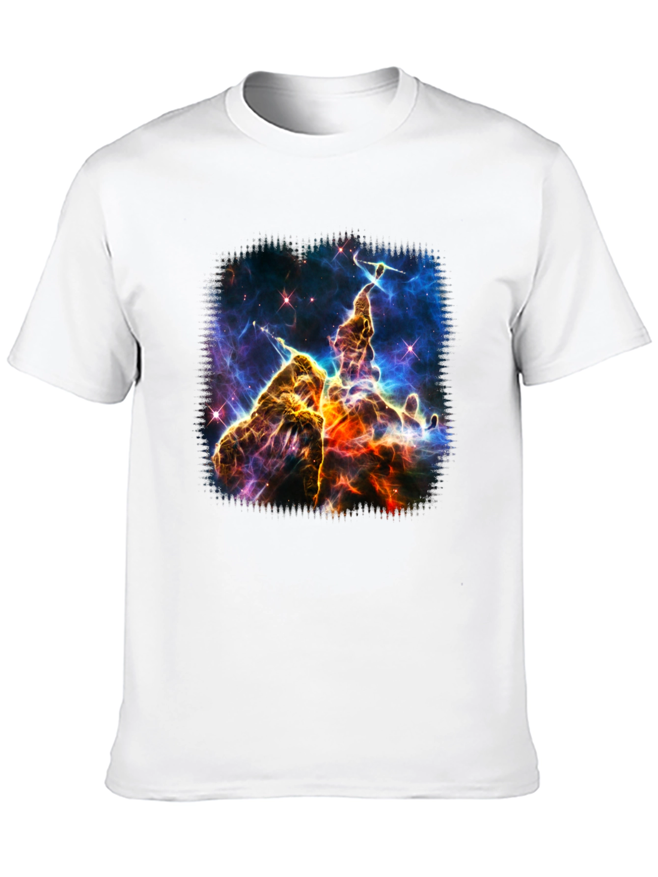 Nebula Print Black Crew Neck T-Shirt